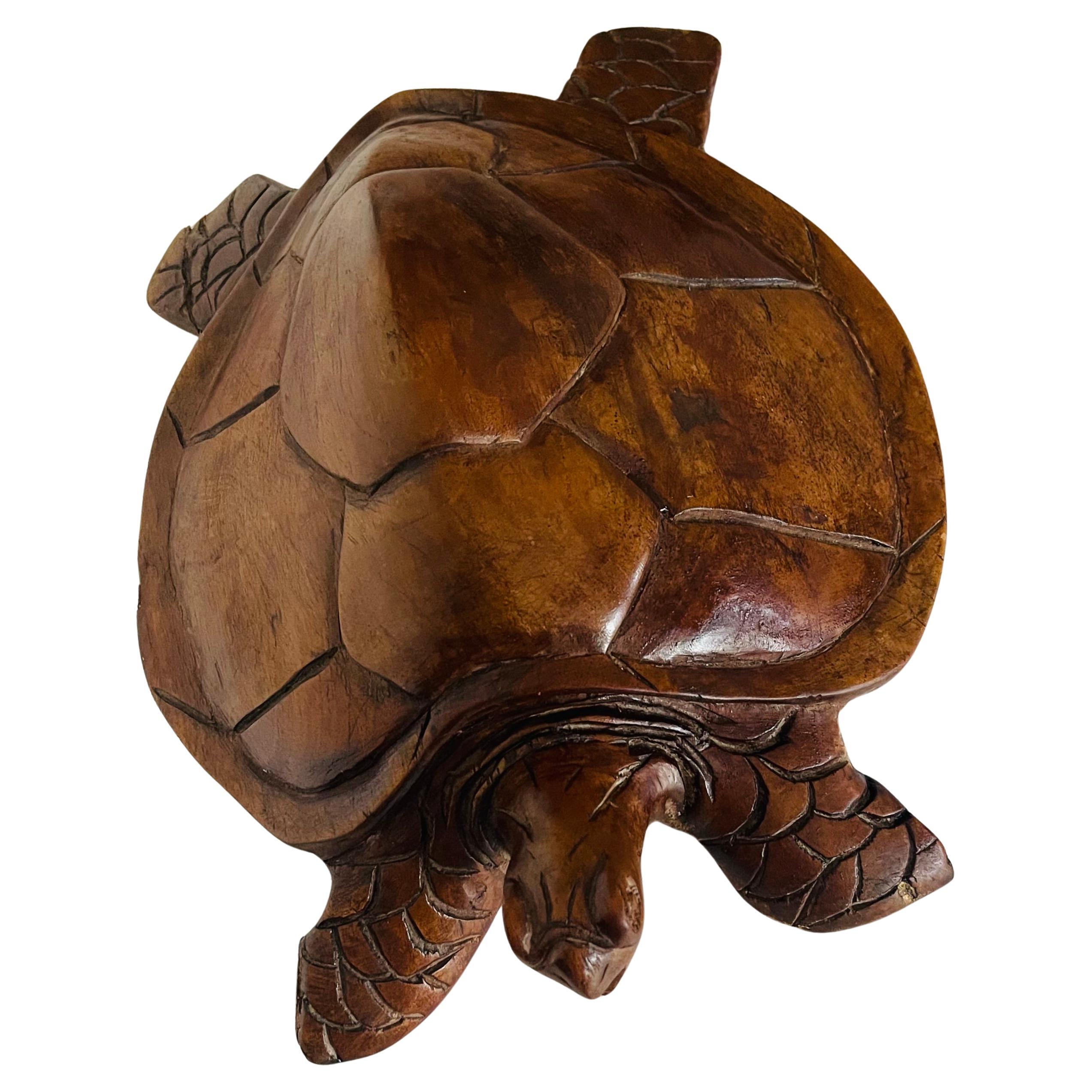 Mid 20 th c Handcarved Turtle Sculpture