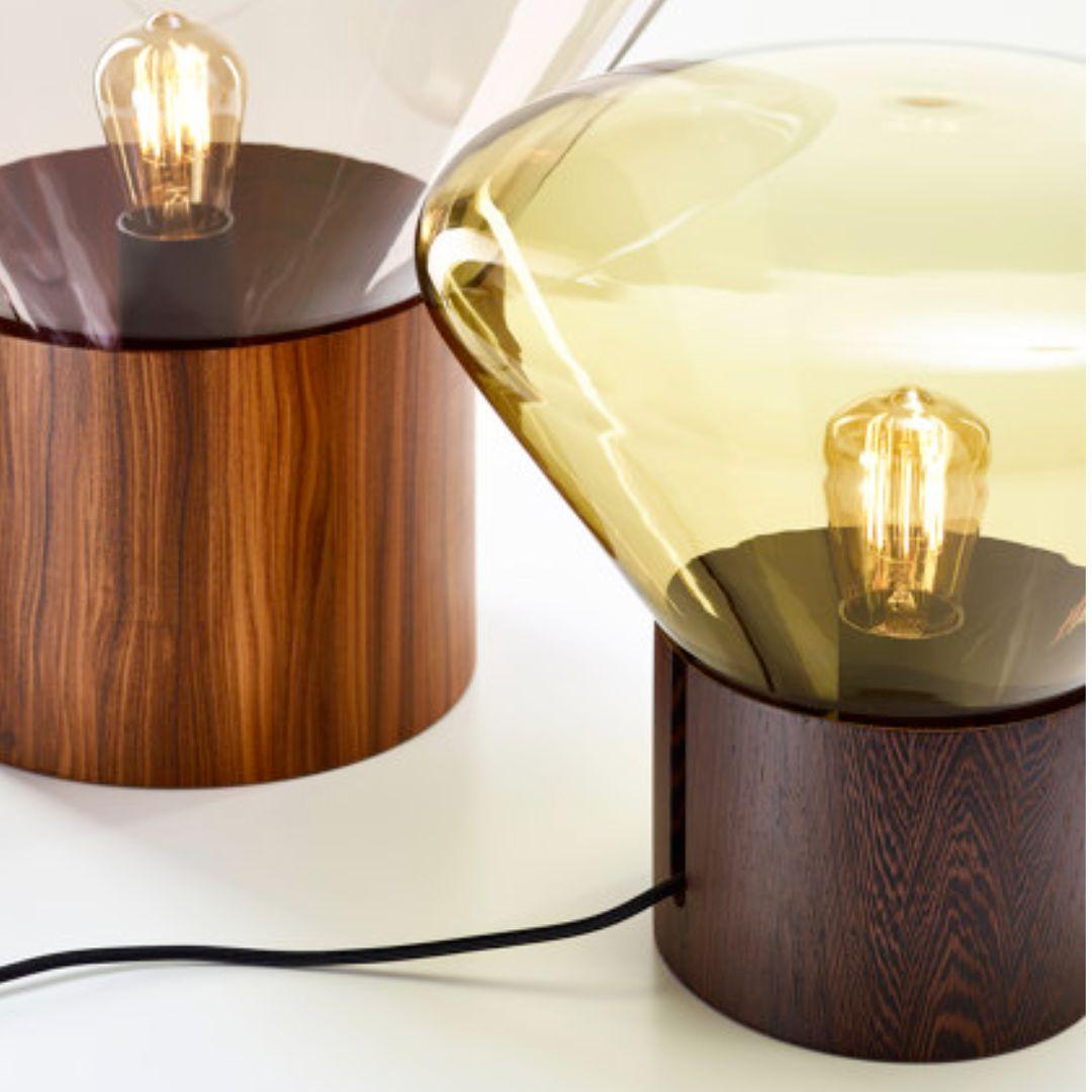 Grand lampadaire / lampe de bureau Muffins 02 en bois naturel et verre gris soufflé pour Brokis en vente 3