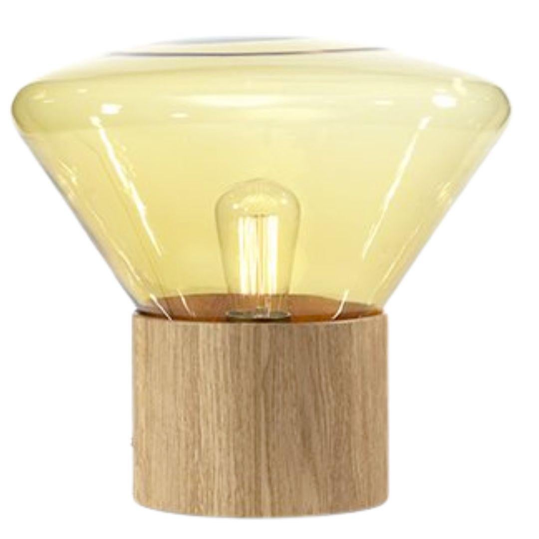 Große Stehlampe 'Muffins 02' aus Naturholz und geblasenem grauem Glas für Brokis (21. Jahrhundert und zeitgenössisch) im Angebot