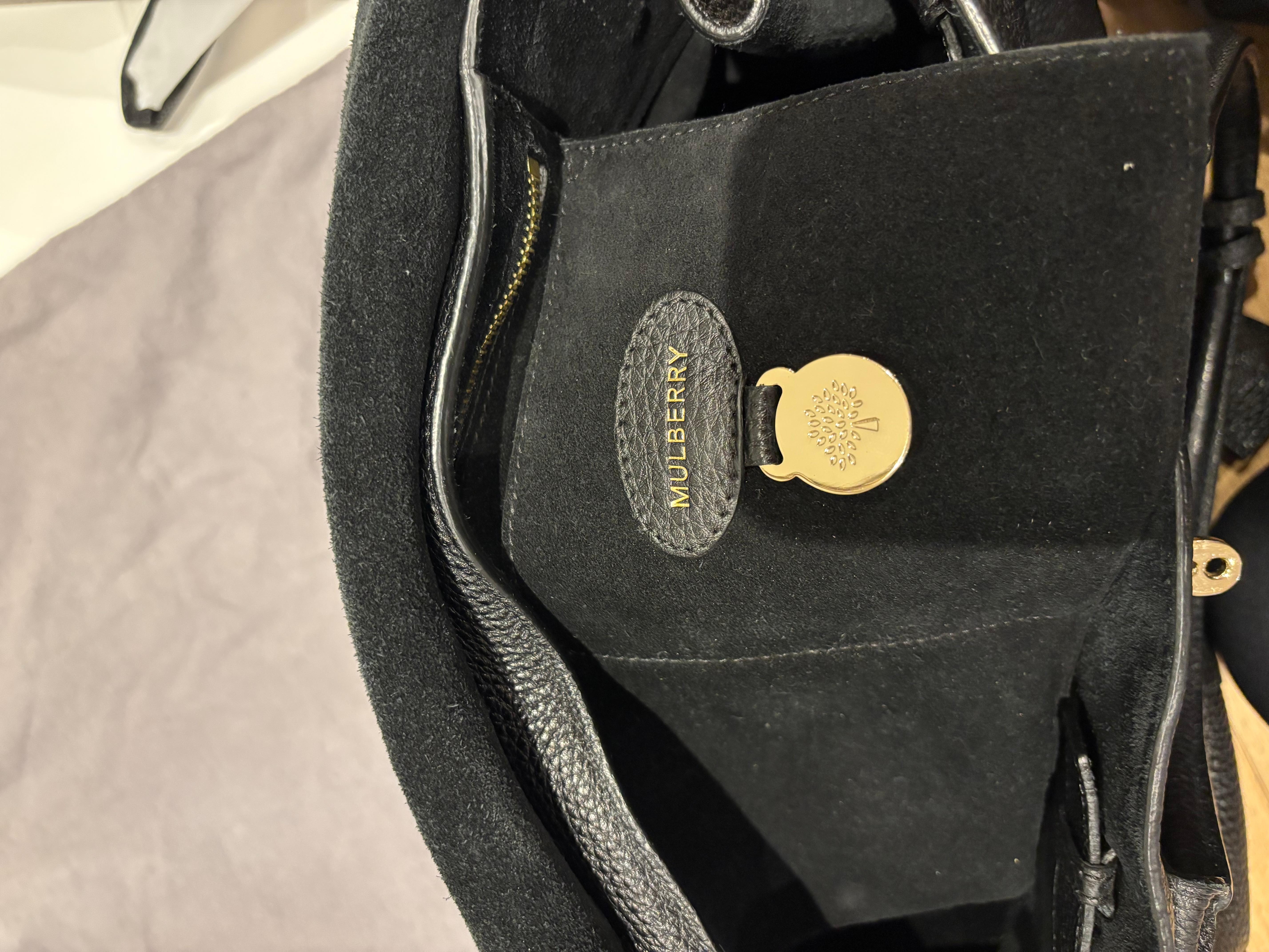 Mulberry Bayswater grande in pelle di vitello martellata nera in vendita 8