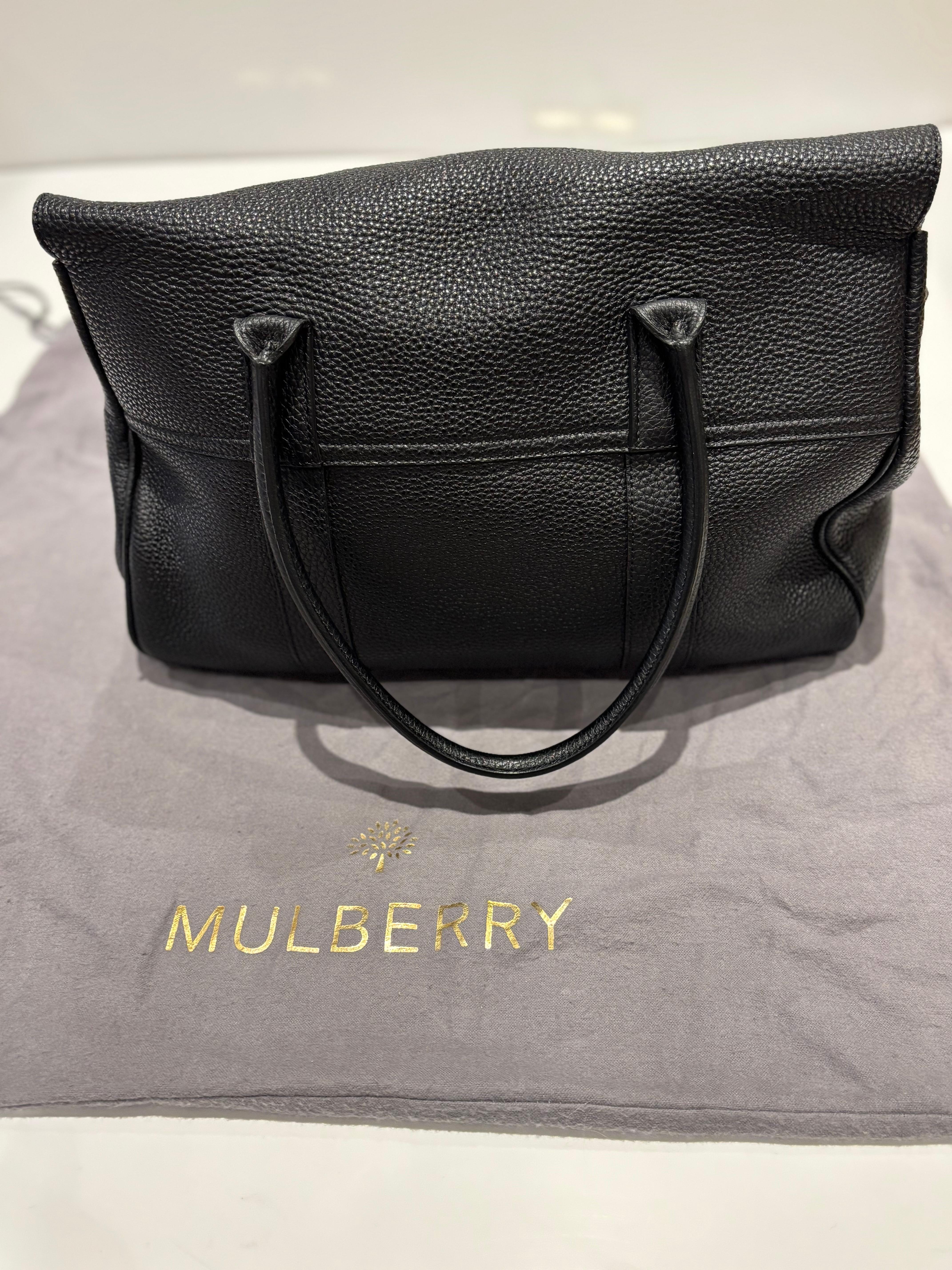 Nero Mulberry Bayswater grande in pelle di vitello martellata nera in vendita