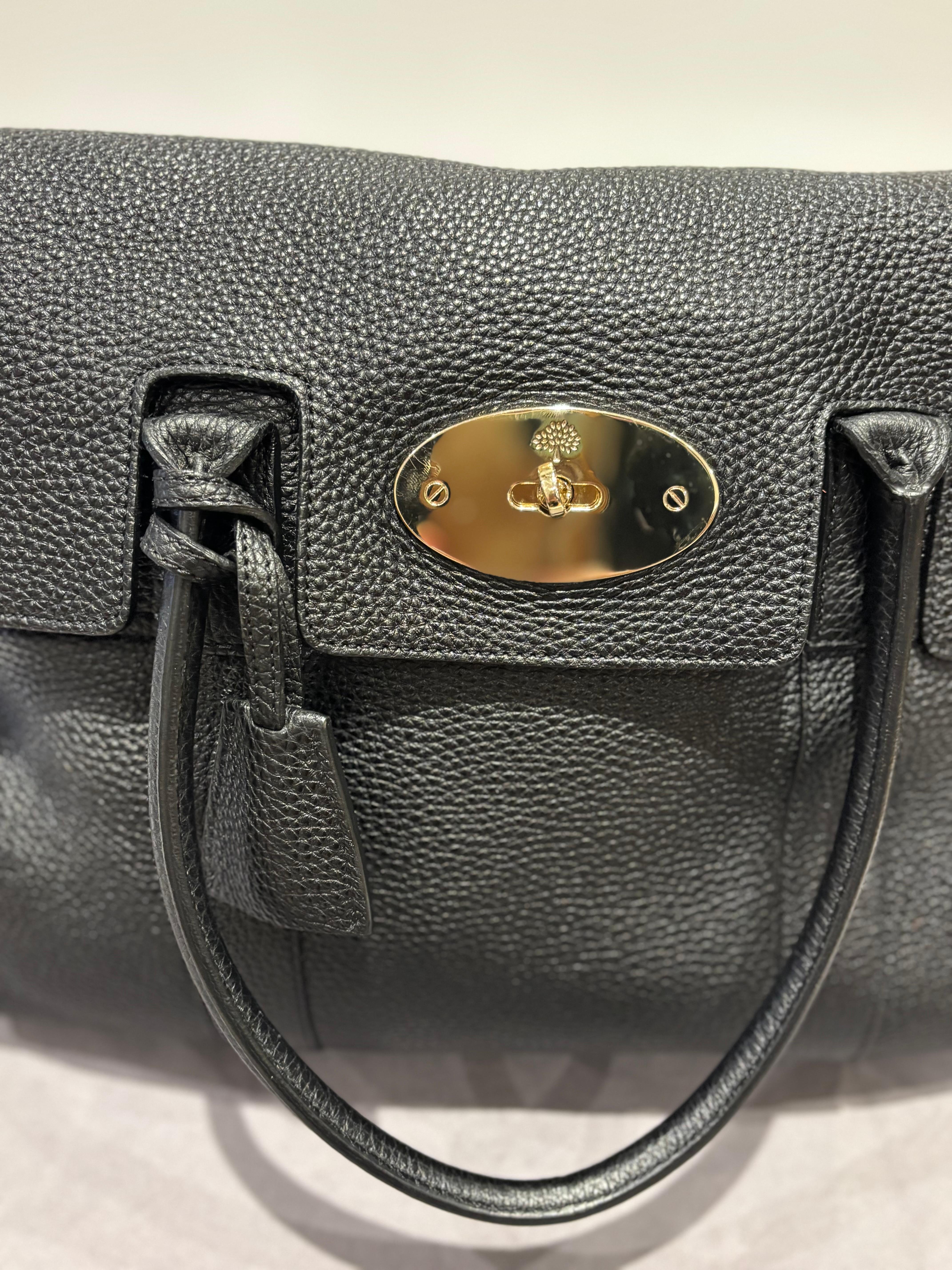 Donna Mulberry Bayswater grande in pelle di vitello martellata nera in vendita