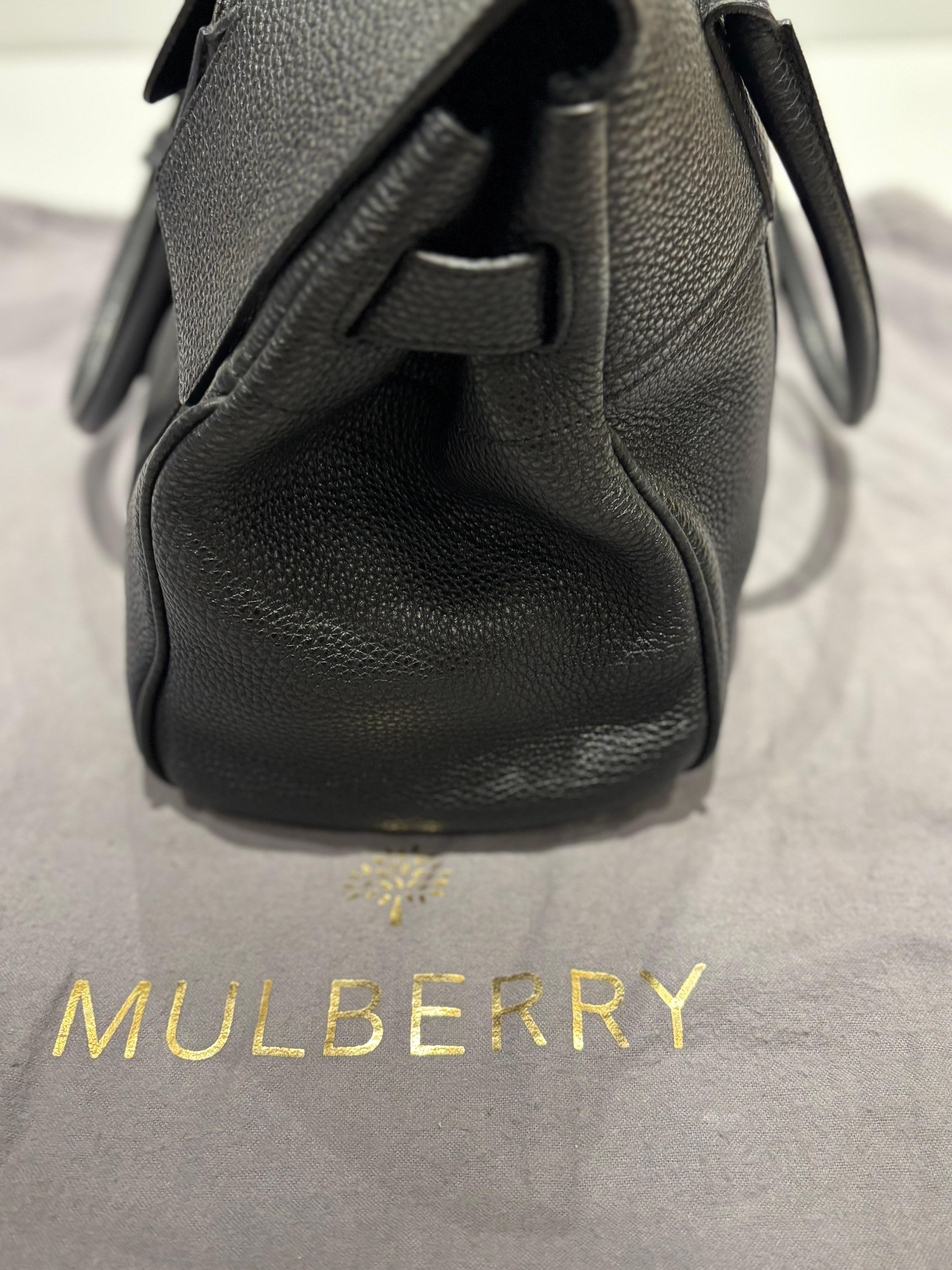 Mulberry Bayswater grande in pelle di vitello martellata nera in vendita 2