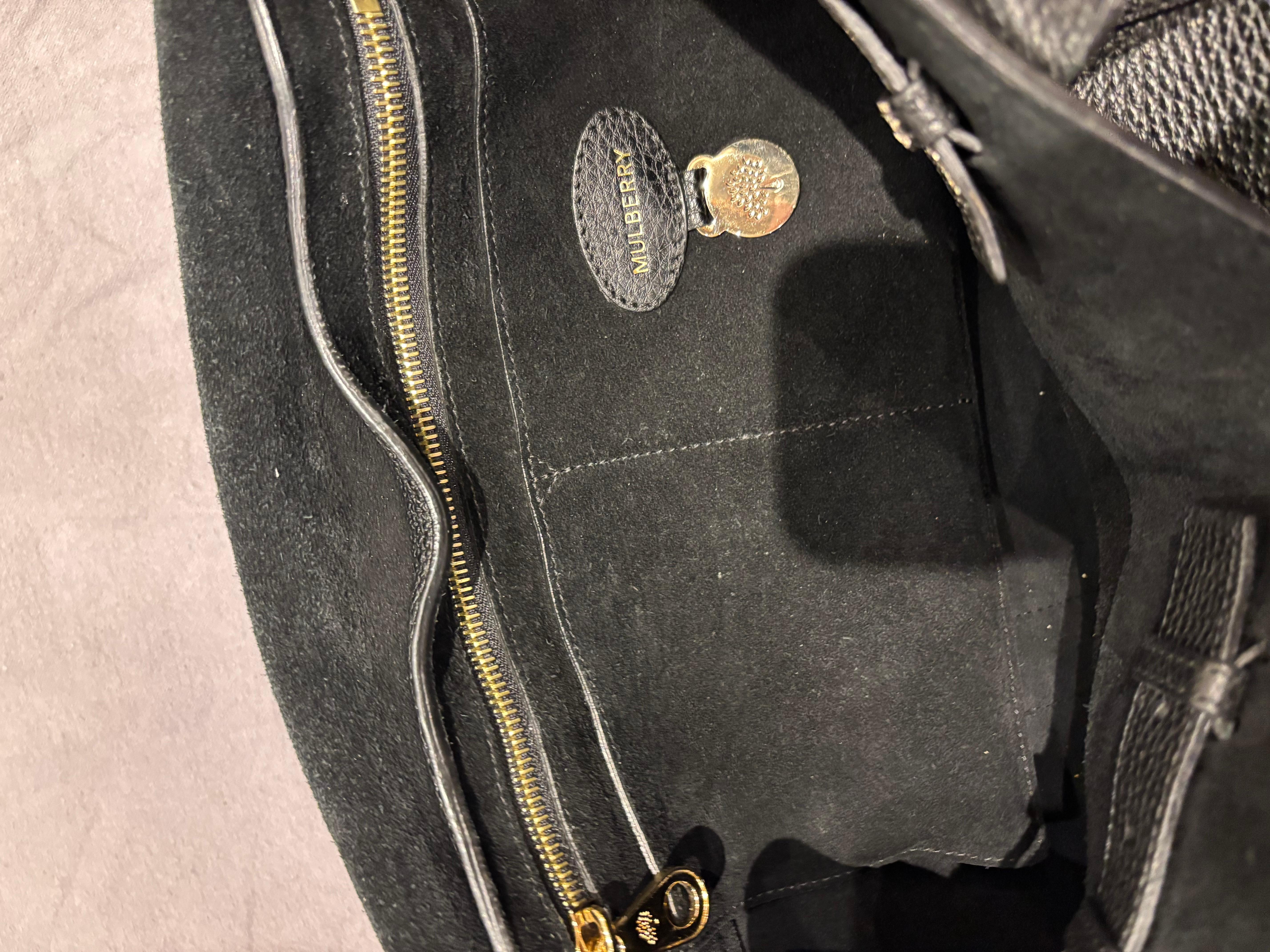 Mulberry Bayswater grande in pelle di vitello martellata nera in vendita 4