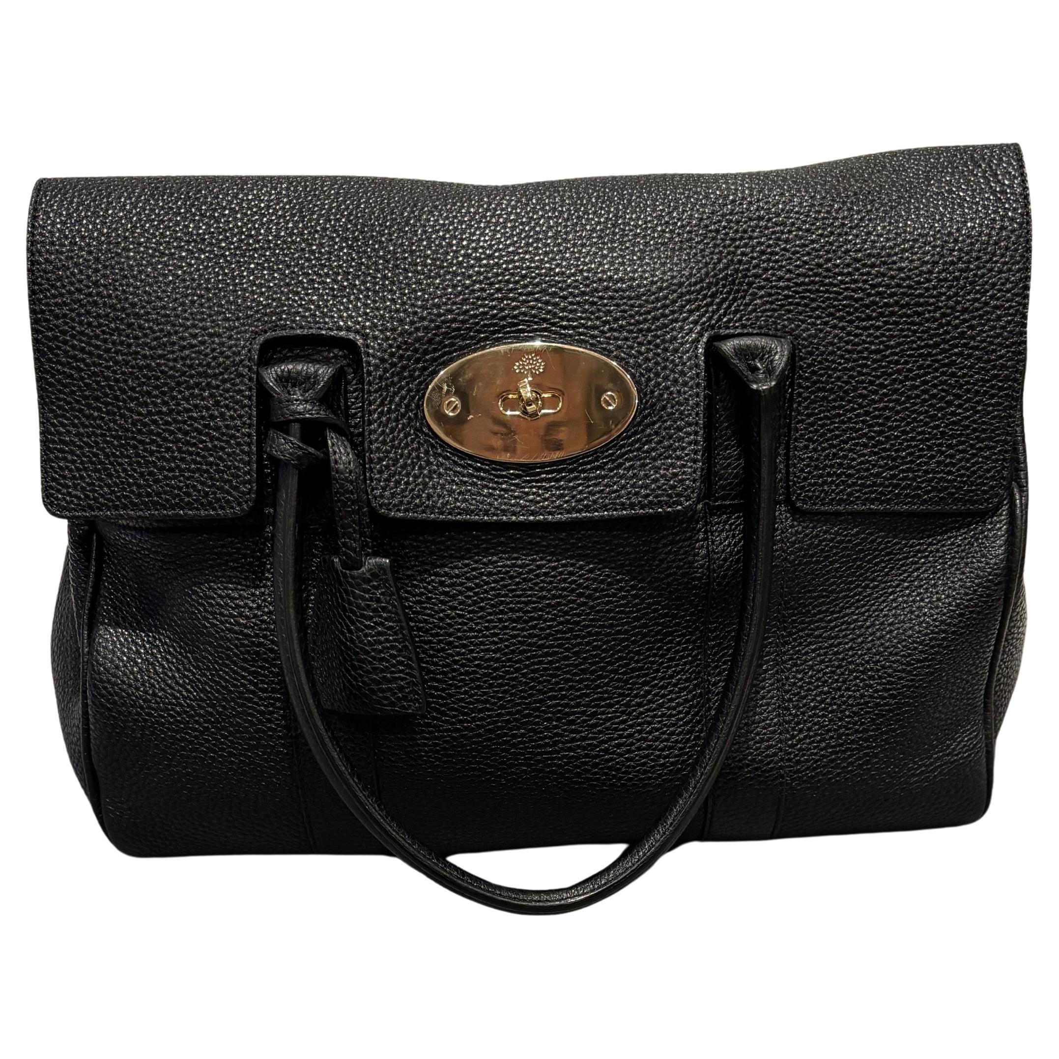 Mulberry Bayswater grande in pelle di vitello martellata nera