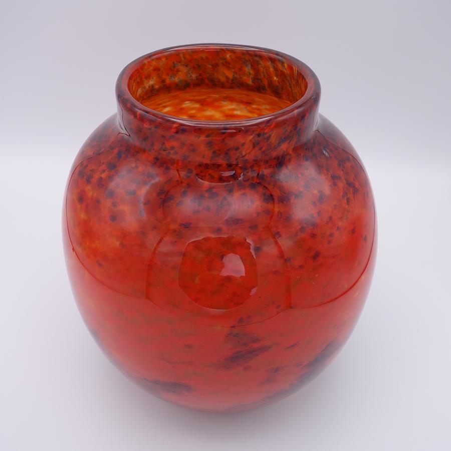French Large Muller Freres Decorated Art Glass Vase Art Deco France 1929 For Sale