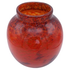 Große Muller Freres-Vase aus verziertem Kunstglas, Art déco, Frankreich 1929