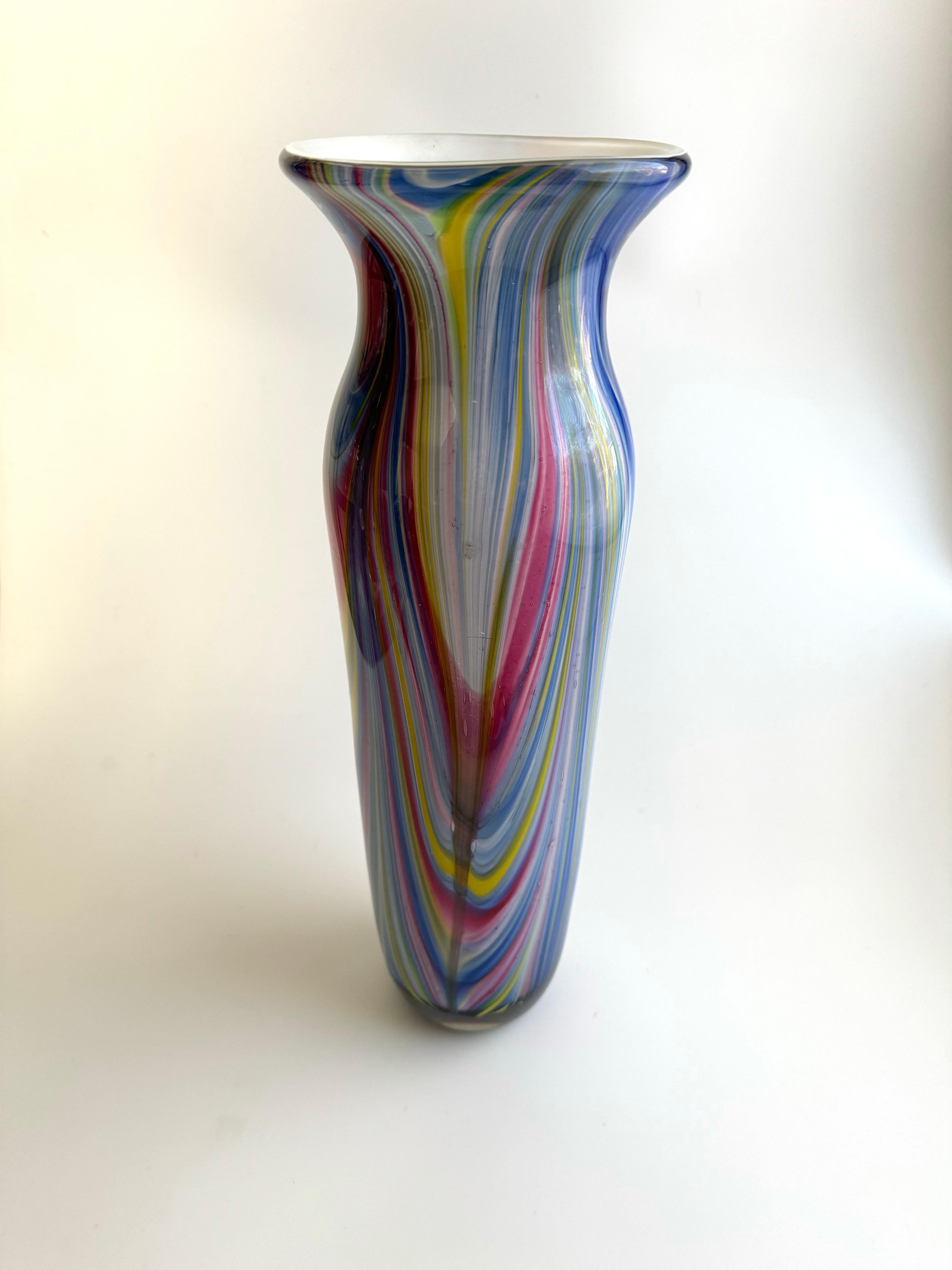 Grand vase rose multicolore de style Murano  en vente 2