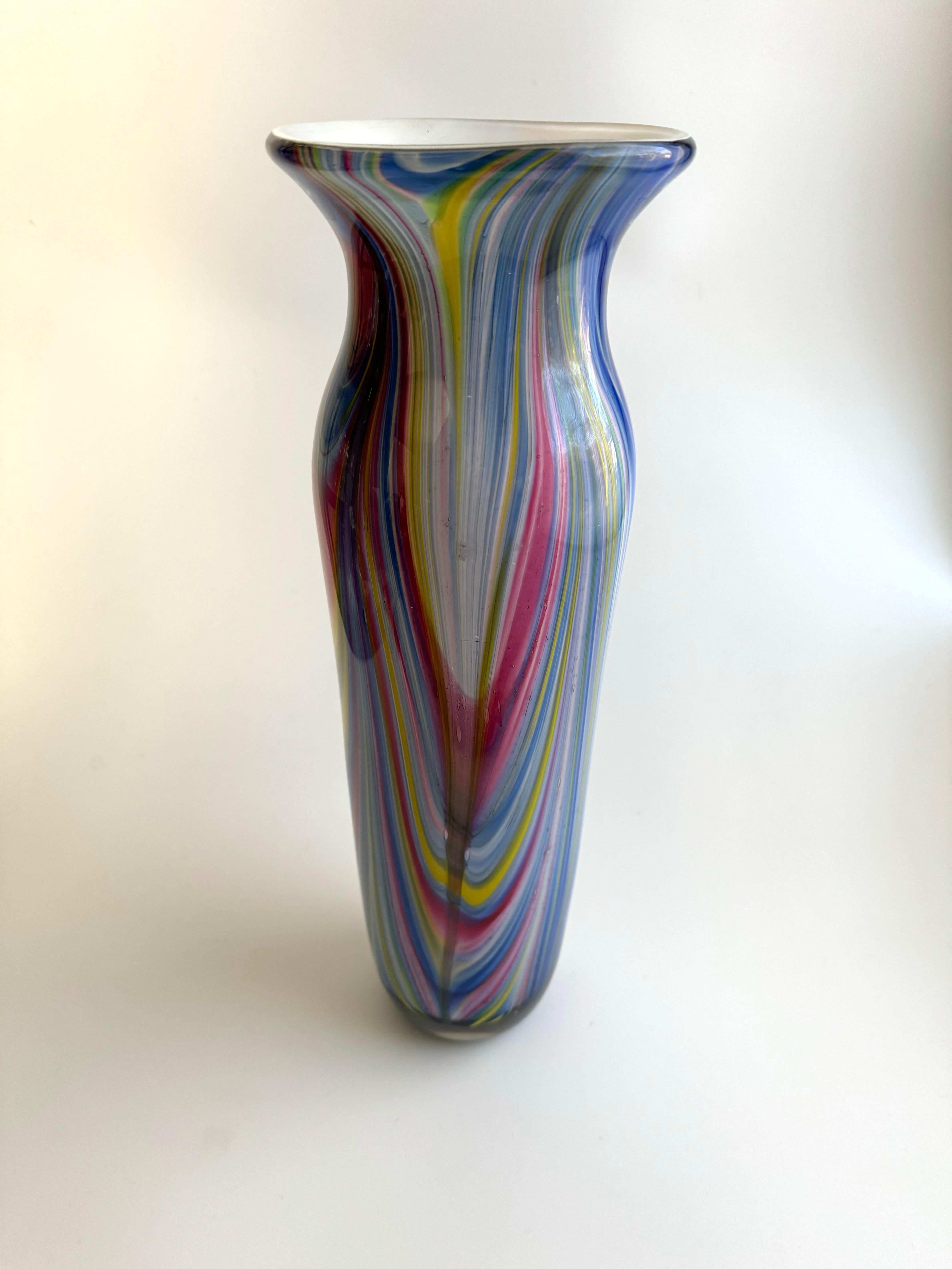 Grand vase rose multicolore de style Murano  en vente 3
