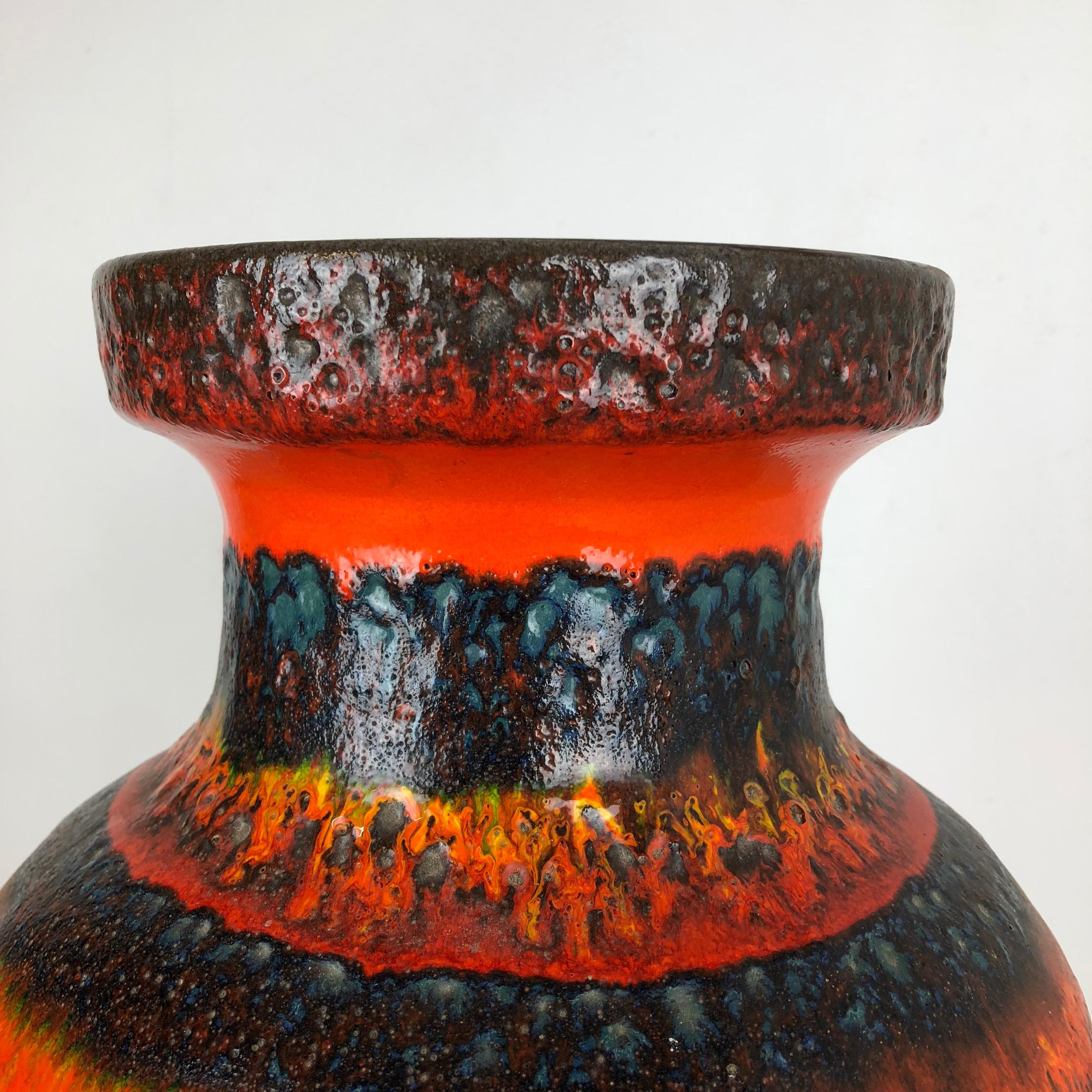 Large Multi-Color Pottery Fat Lava Multi-Color Floor Vase Made by Scheurich For Sale 3