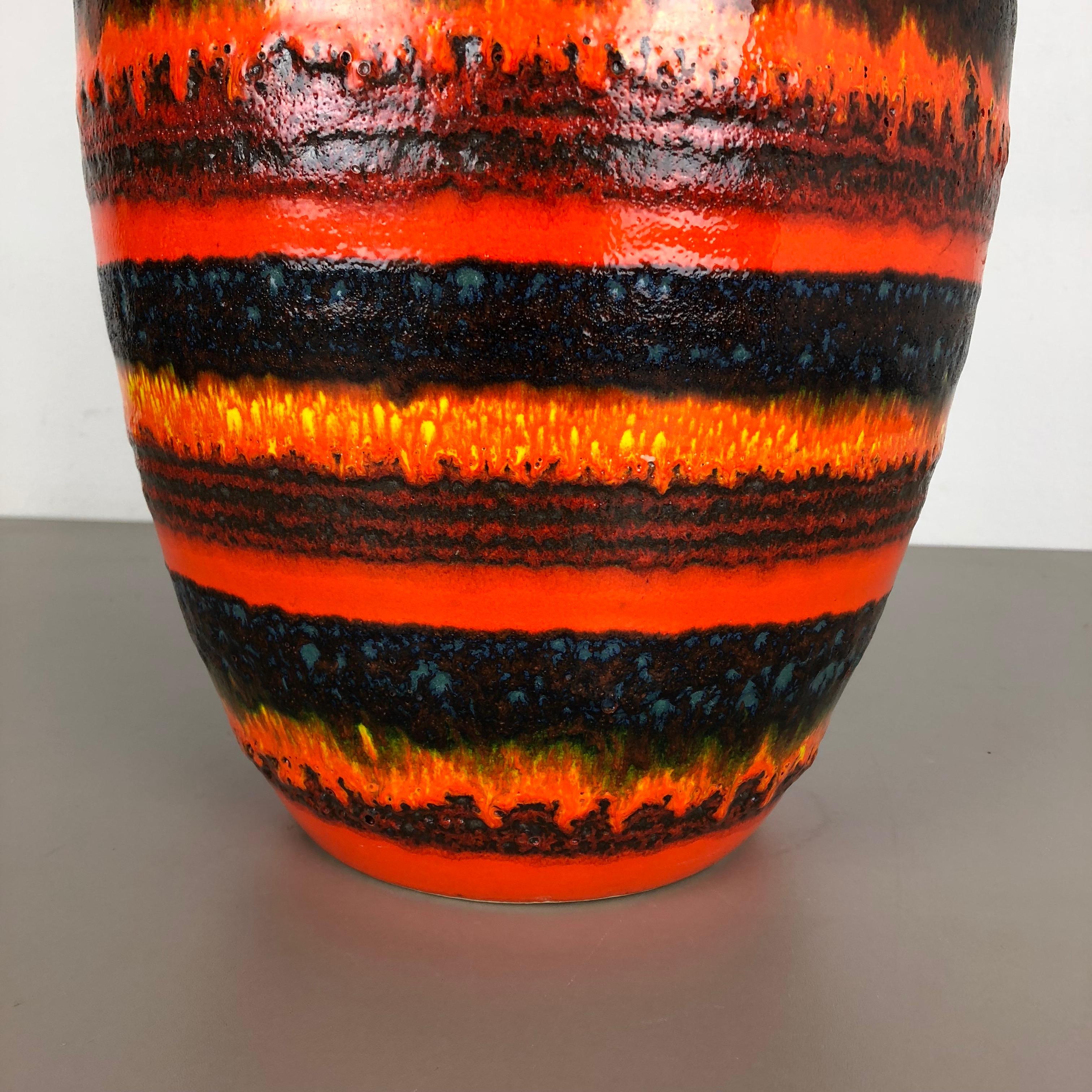 Mid-Century Modern Large Multi-Color Pottery Fat Lava Multi-Color Floor Vase Made by Scheurich For Sale