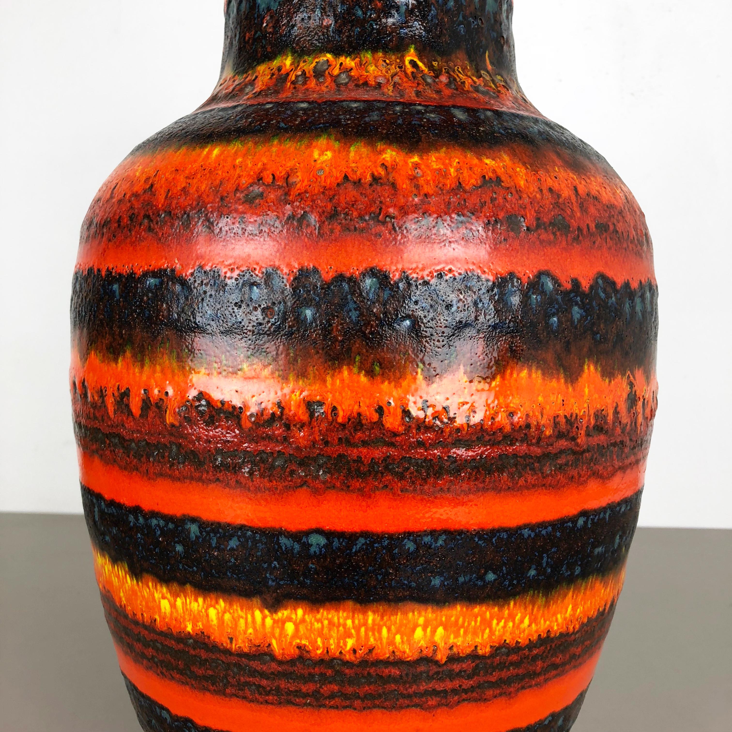 German Large Multi-Color Pottery Fat Lava Multi-Color Floor Vase Made by Scheurich For Sale