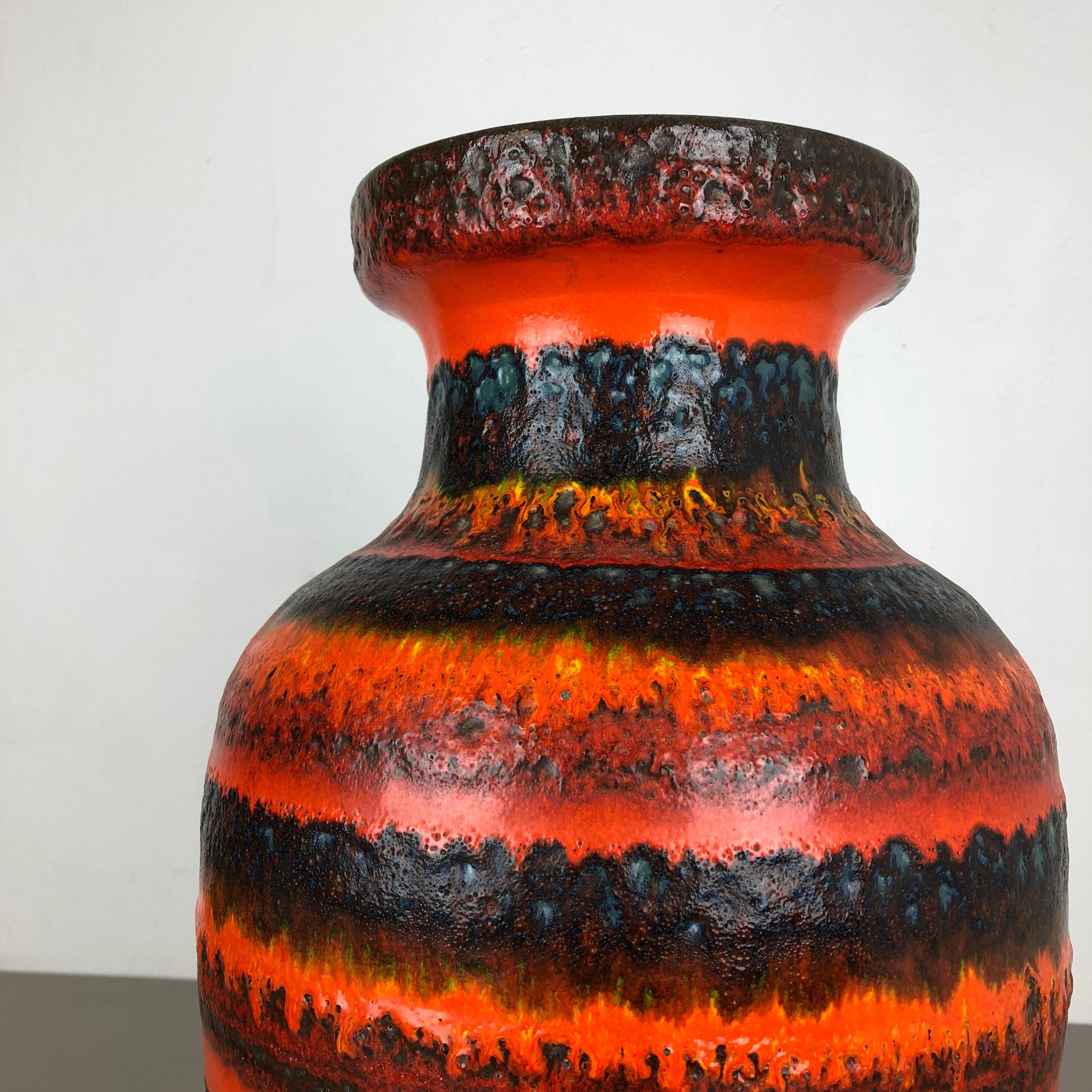 20th Century Large Multi-Color Pottery Fat Lava Multi-Color Floor Vase Made by Scheurich For Sale