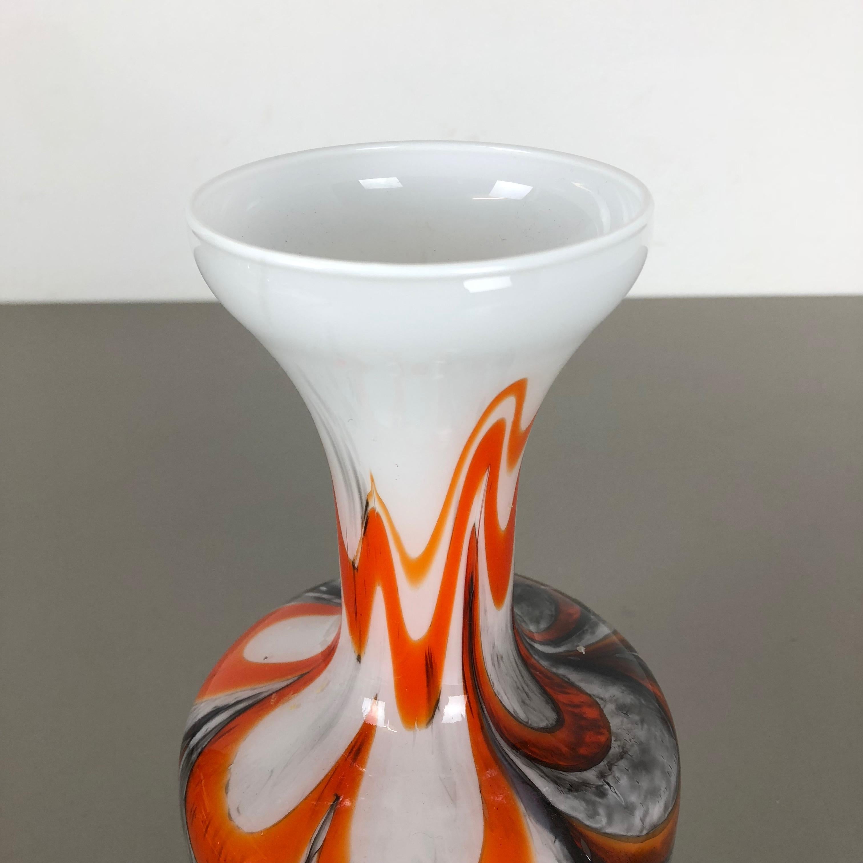 Glass Large Multi-Color Vintage Pop Art Opaline Florence Vase Design, 1970s, Italy For Sale