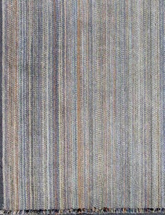 Large Vintage American Rug Braided in Multi-Colored