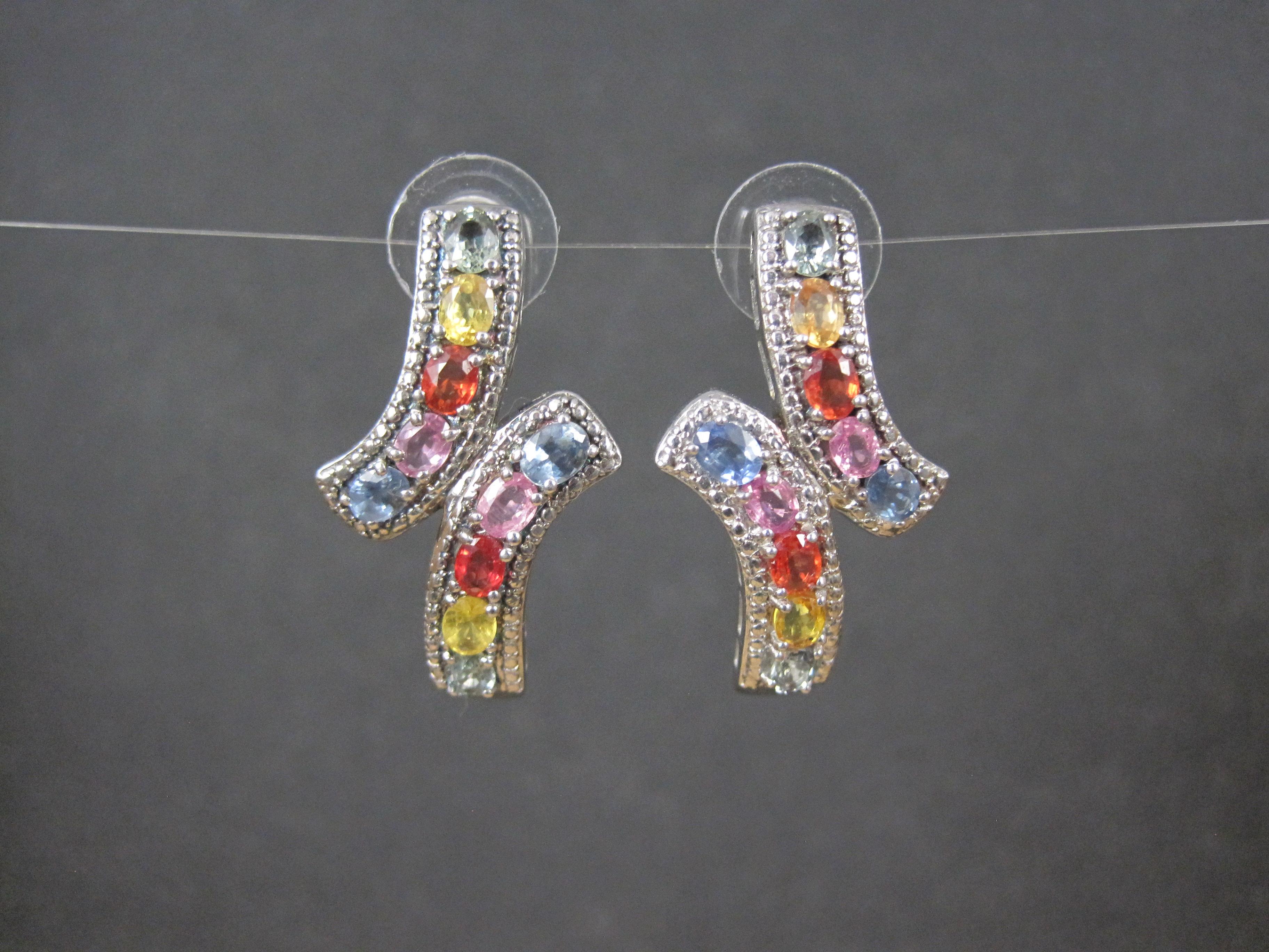 Oval Cut Large Multi Colored Topaz Earrings For Sale