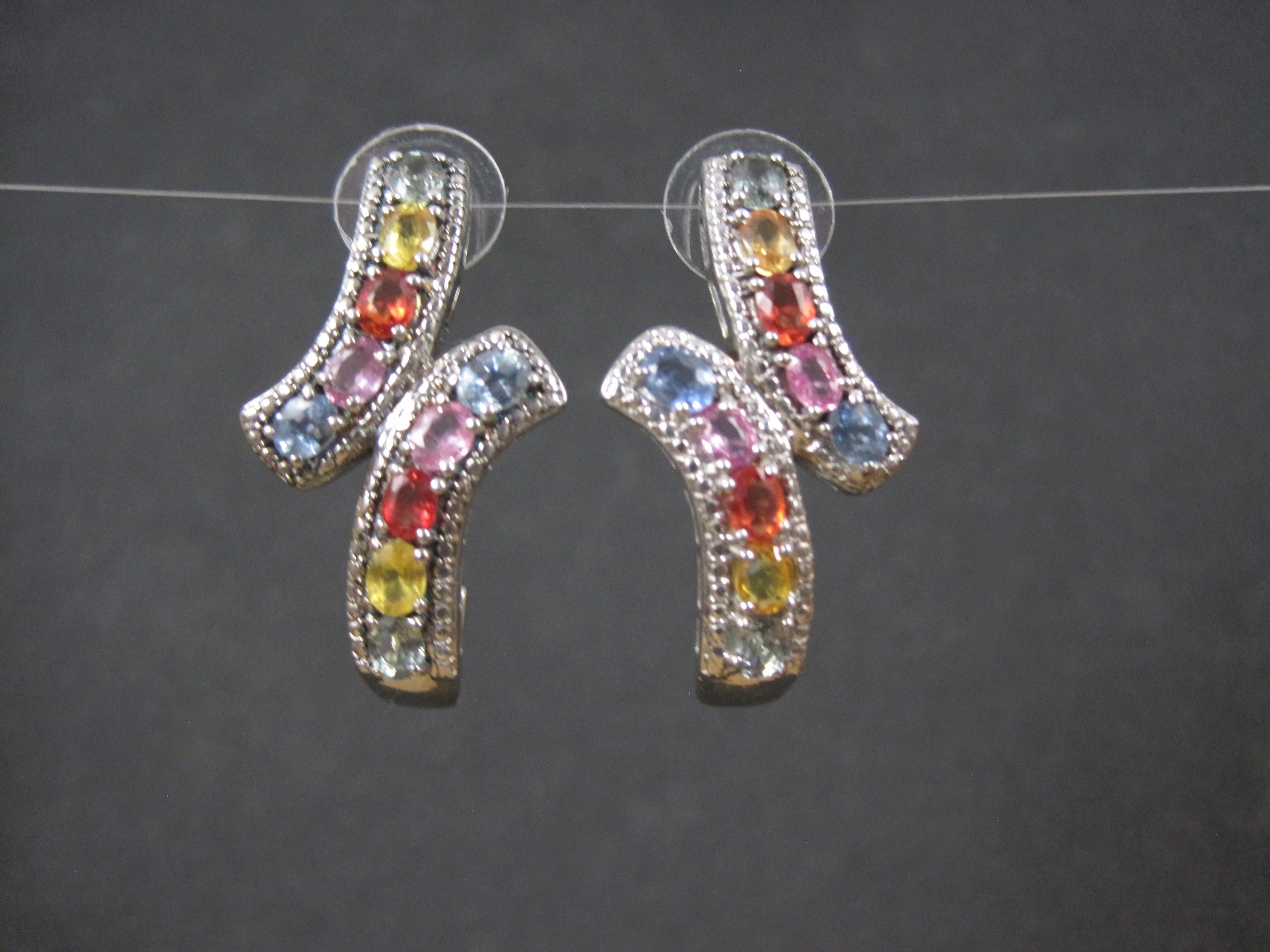 Large Multi Colored Topaz Earrings In Excellent Condition For Sale In Webster, SD