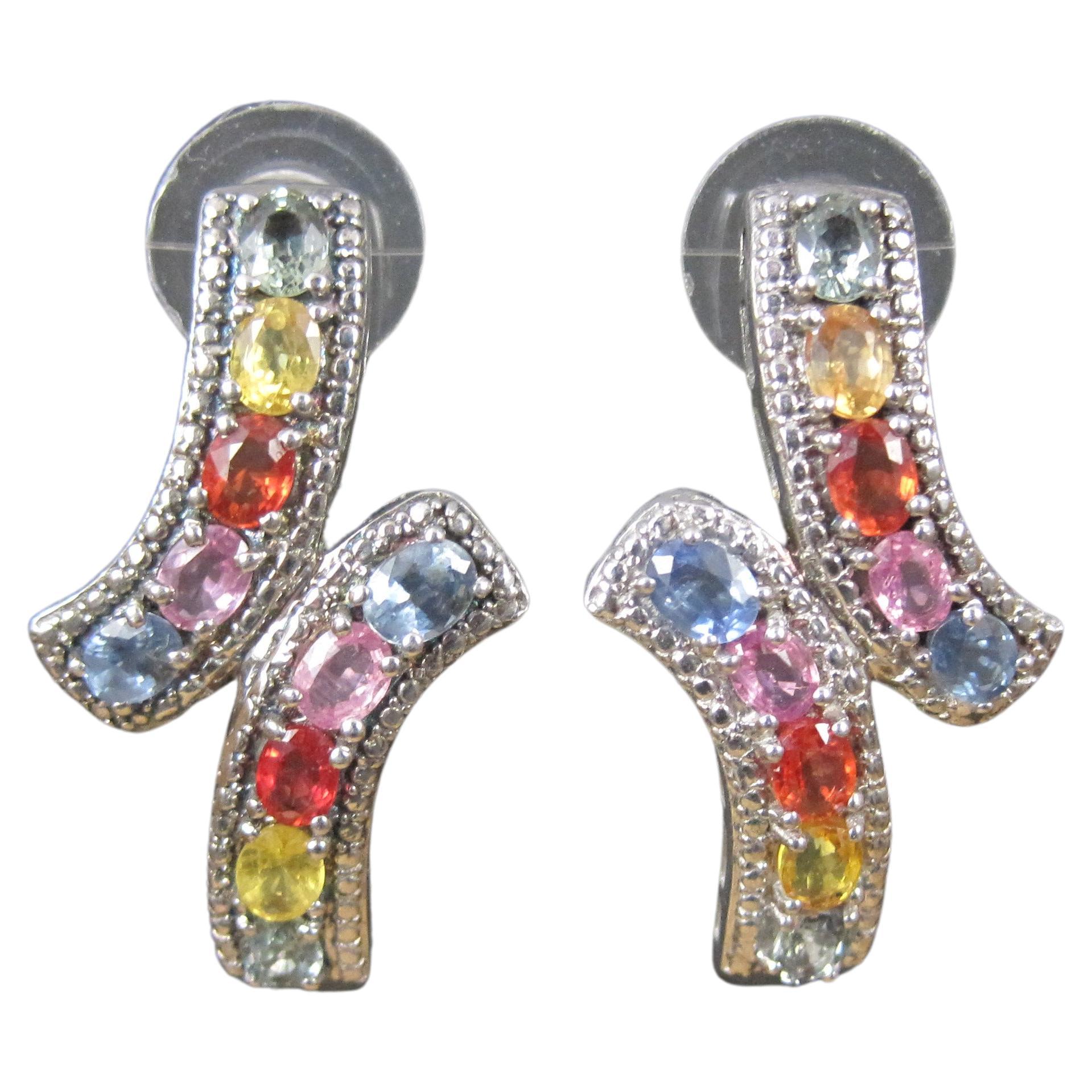 Large Multi Colored Topaz Earrings For Sale