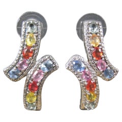 Pendientes grandes de topacio multicolor