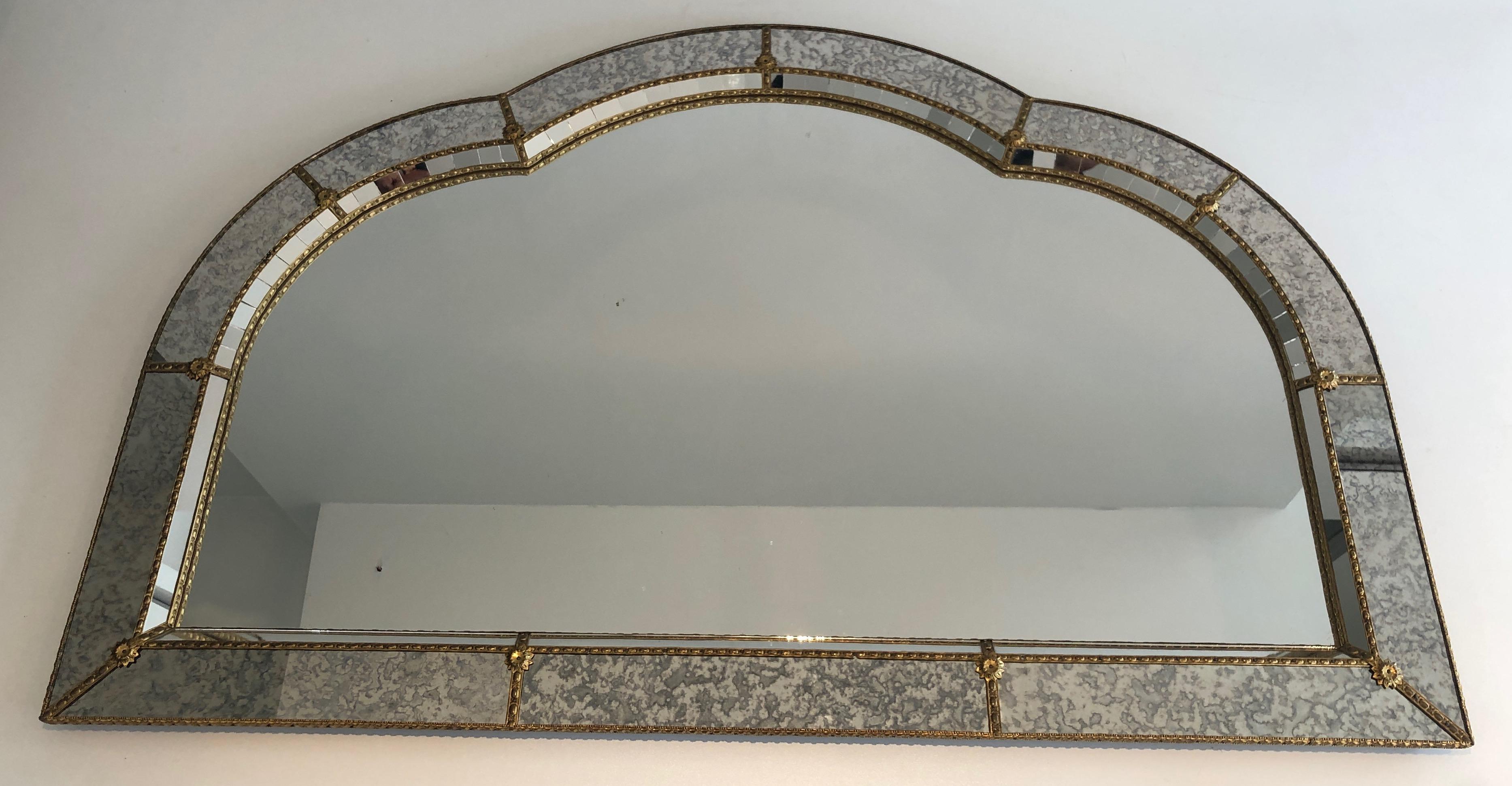 Large Multi-Facets Mirror with Brass Garlands 13