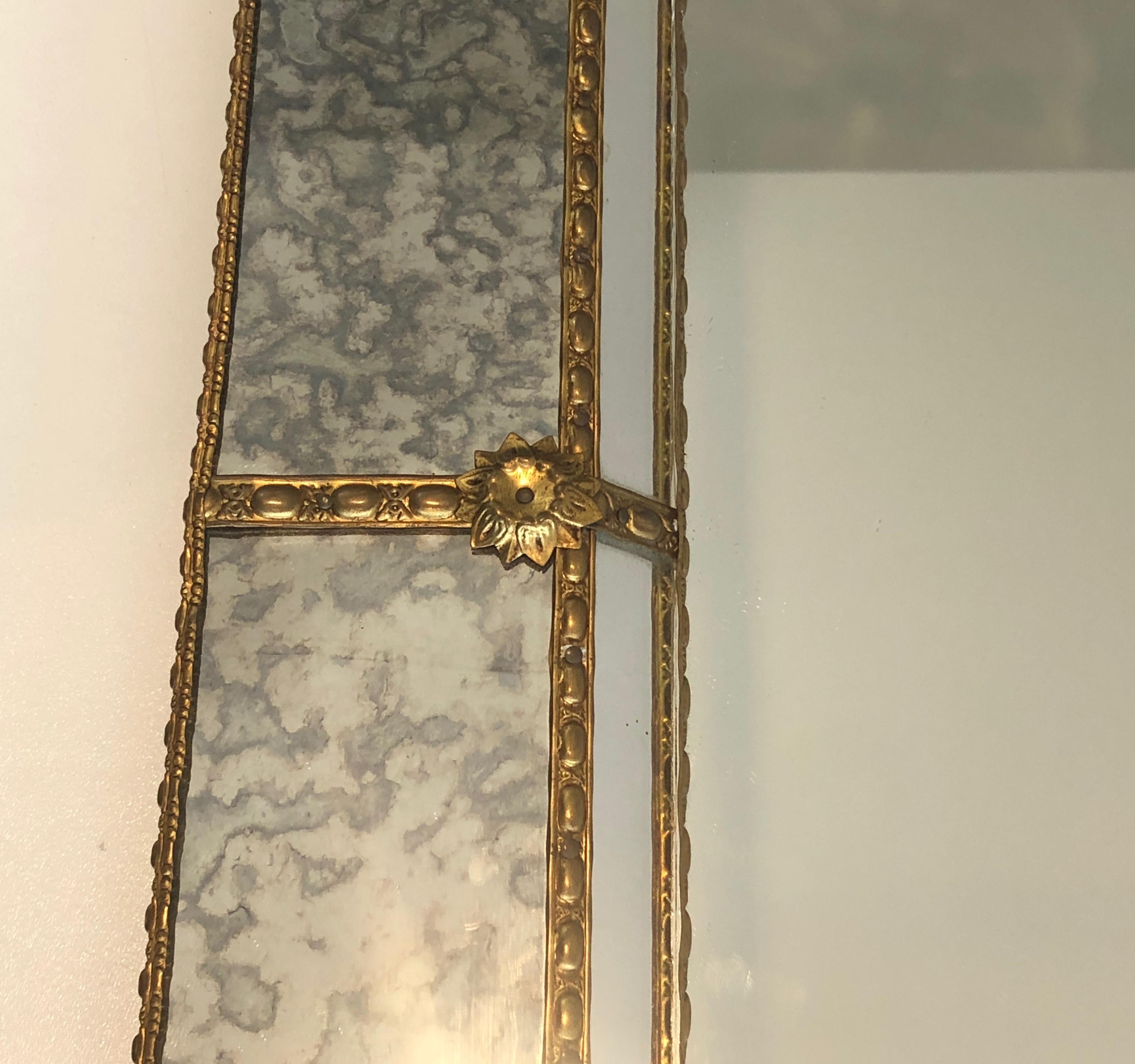 Large Multi-Facets Mirror with Brass Garlands In Good Condition In Marcq-en-Barœul, Hauts-de-France