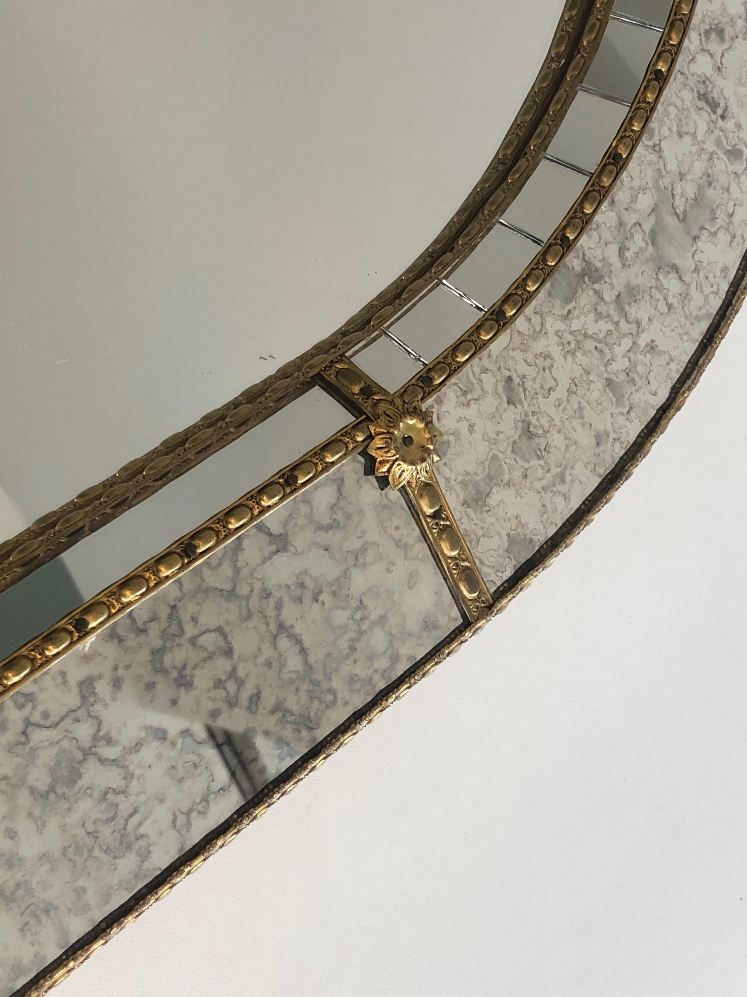 Large Multi-Facets Mirror with Brass Garlands 3