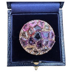Large Multicolor Sapphire and Diamond Statement Ring in 18k Rose Gold