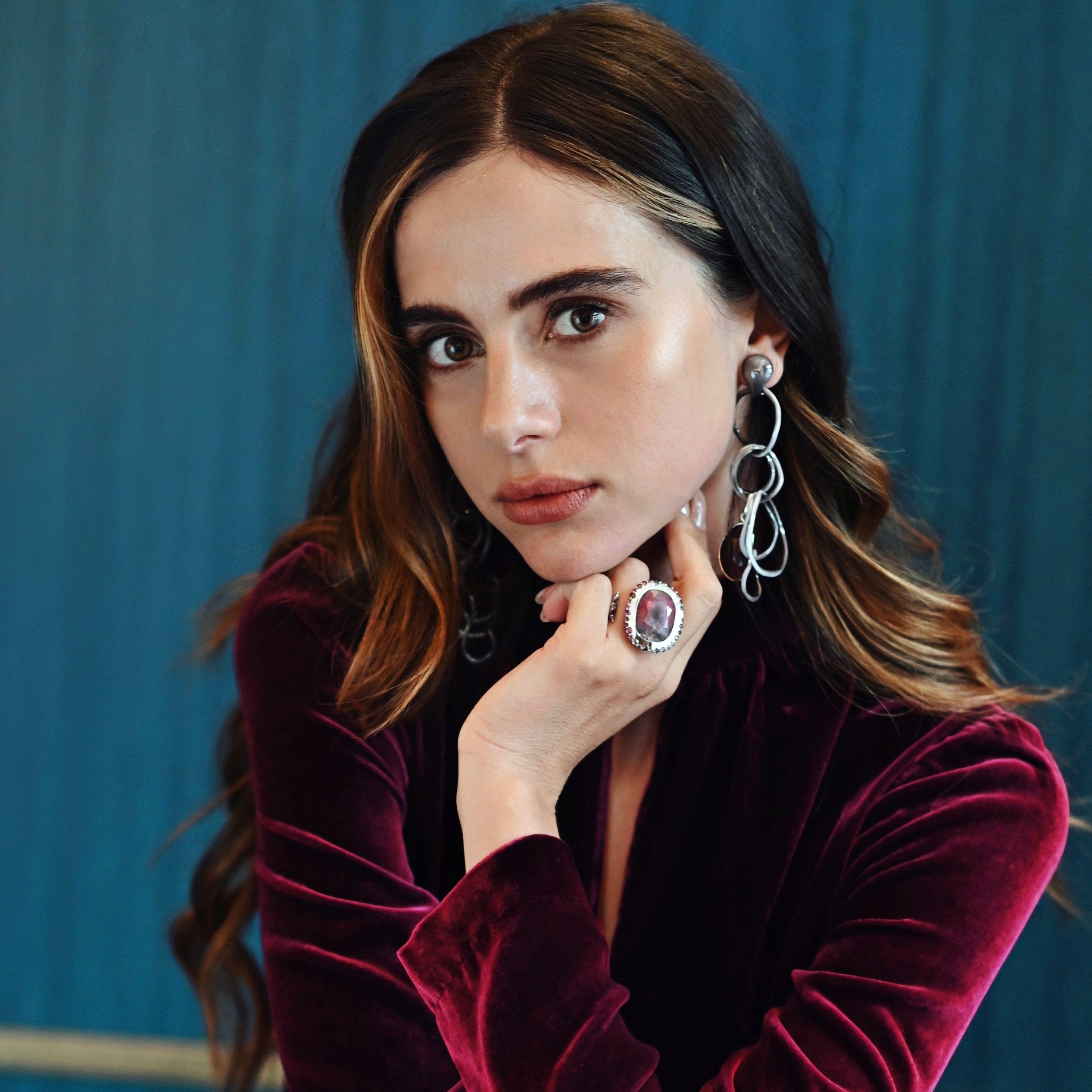 Large Multicolor Tourmaline and Sapphire Platinum Cocktail Ring For Sale 9