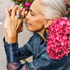 Large Multicolor Tourmaline and Sapphire Platinum Cocktail Ring