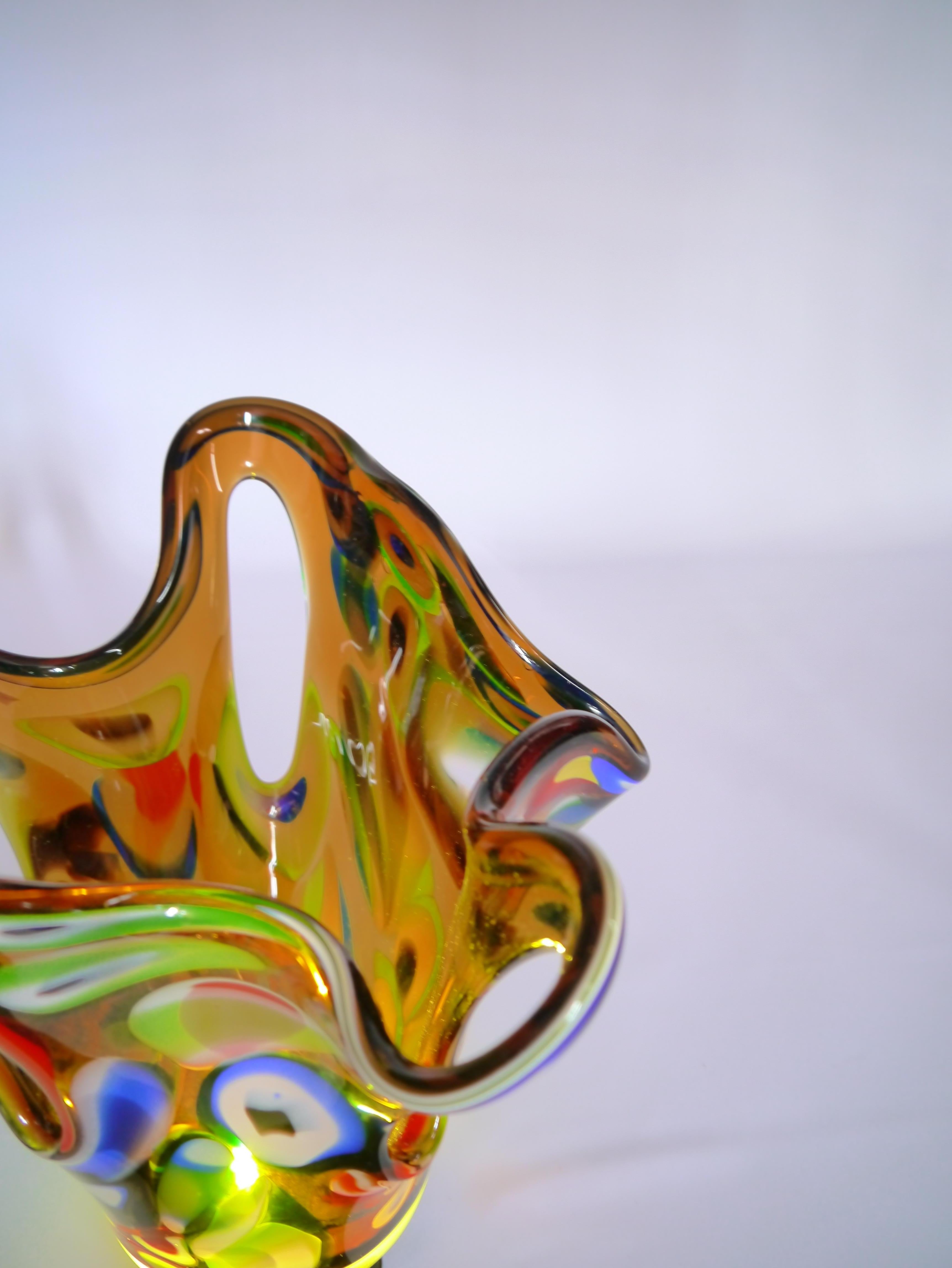 multi colored glass bowl