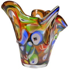 Large Multicolored 1950s Millefiori Murano Glass Bowl