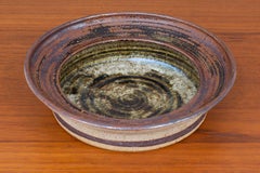 Large Multicolored Chamotte Stoneware Tray, Denmark, 1970s