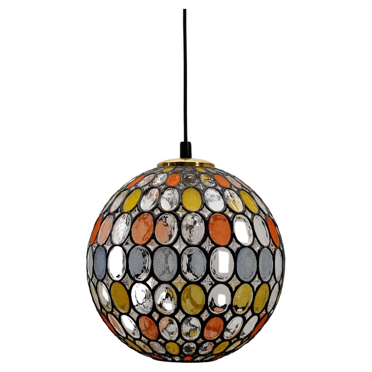 Large Multicolored Glass Ball Ceiling Lamp by Limburg, 1960s Germany, 1960s