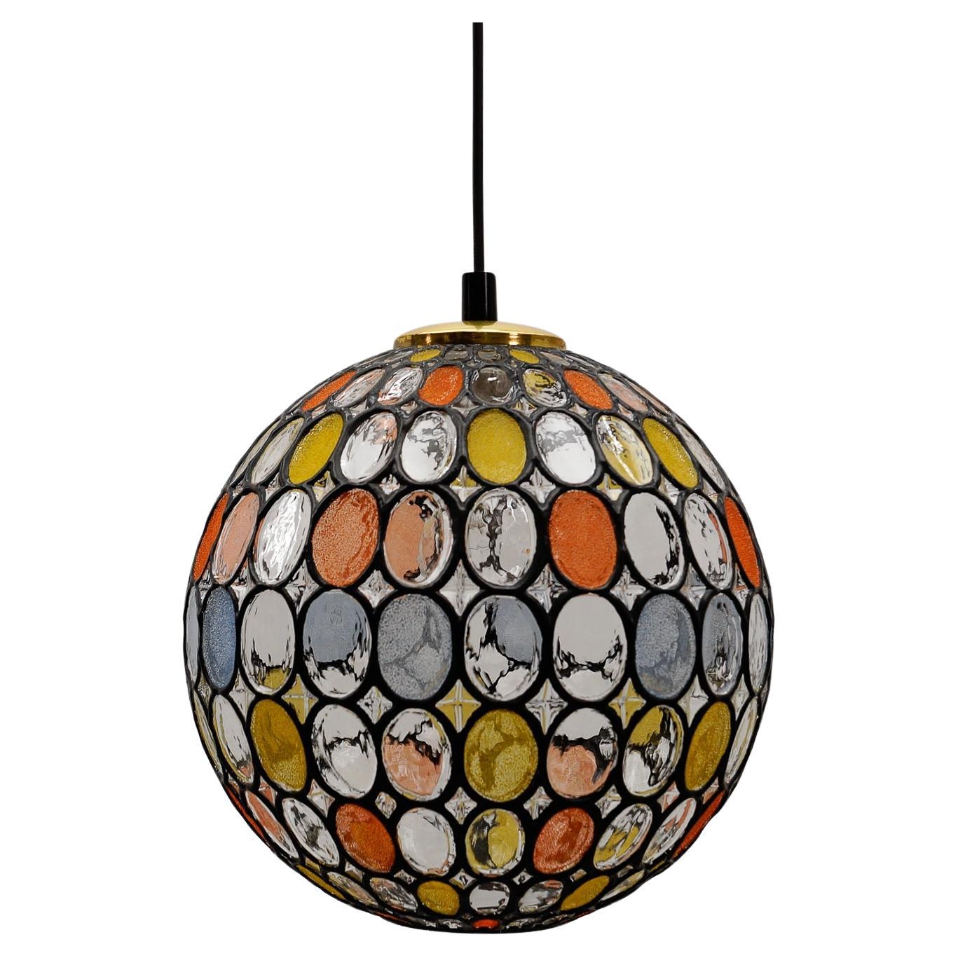 Large Multicolored Glass Ball Ceiling Lamp by Limburg, 1960s Germany, 1960s