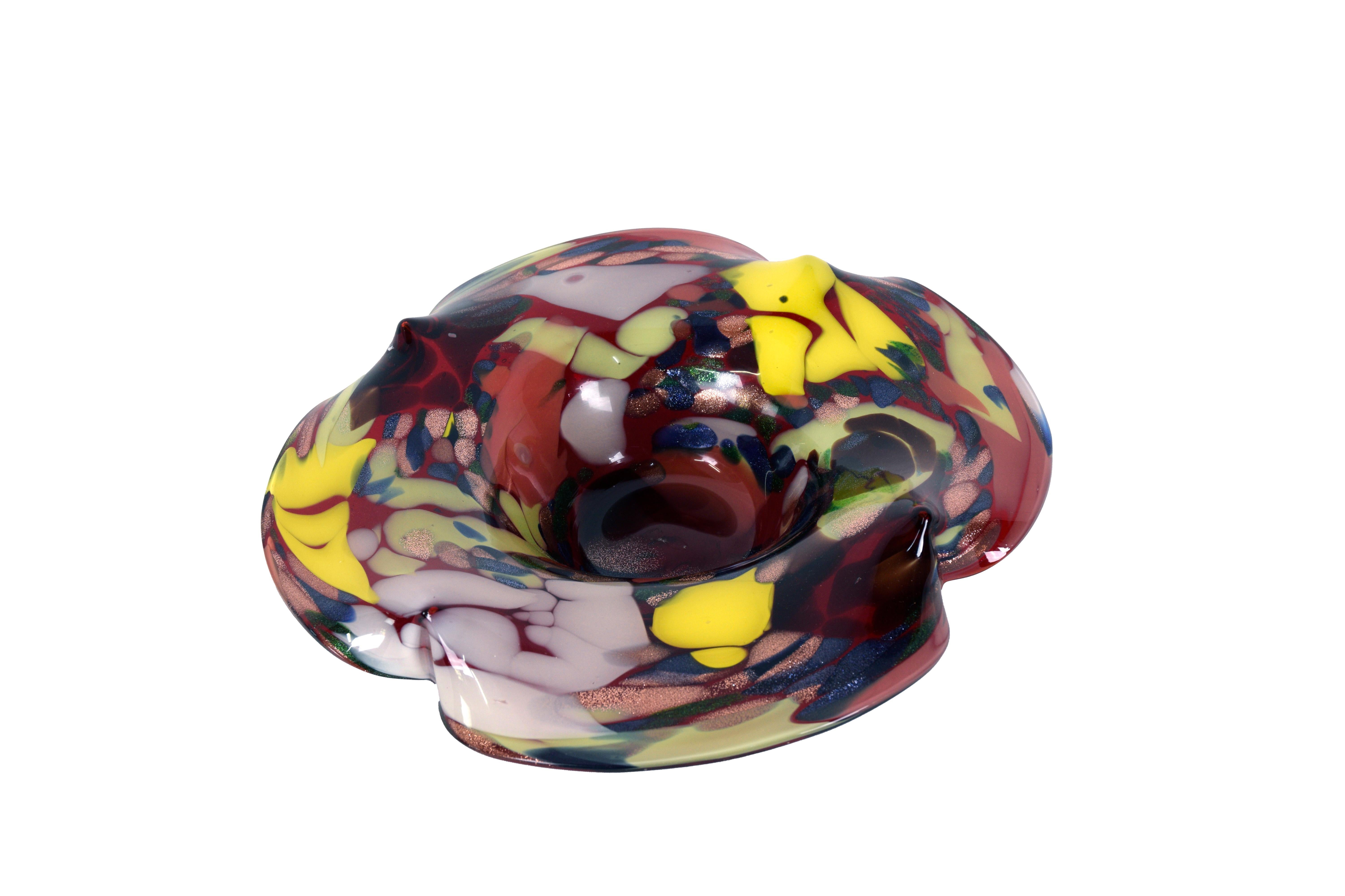Große mehrfarbige Murano-Glasschale Tafelaufsatz mit Aventurina (Organische Moderne) im Angebot