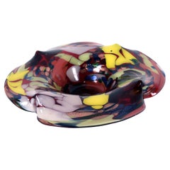 Large Multicolored Murano Glass Bowl Centerpiece with Aventurina
