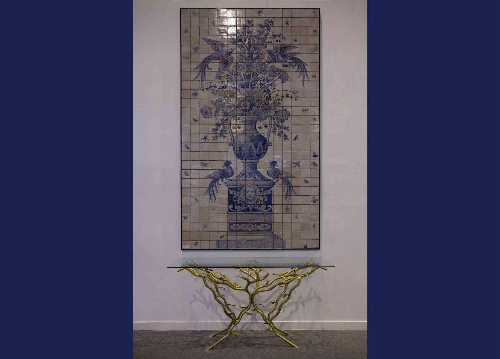 LARGE MURAL OF ARTISANAL TILES WITH FLOWERS FROM XX. CENTURY im Angebot 1