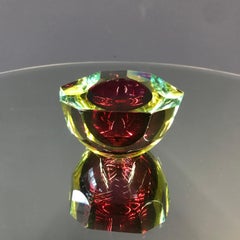 Large Murano 1.5kg Glass Faceted Sommerso Bowl Element Ashtray