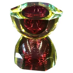 Large Murano 1.5kg Glass Faceted Sommerso Bowl Element Ashtray