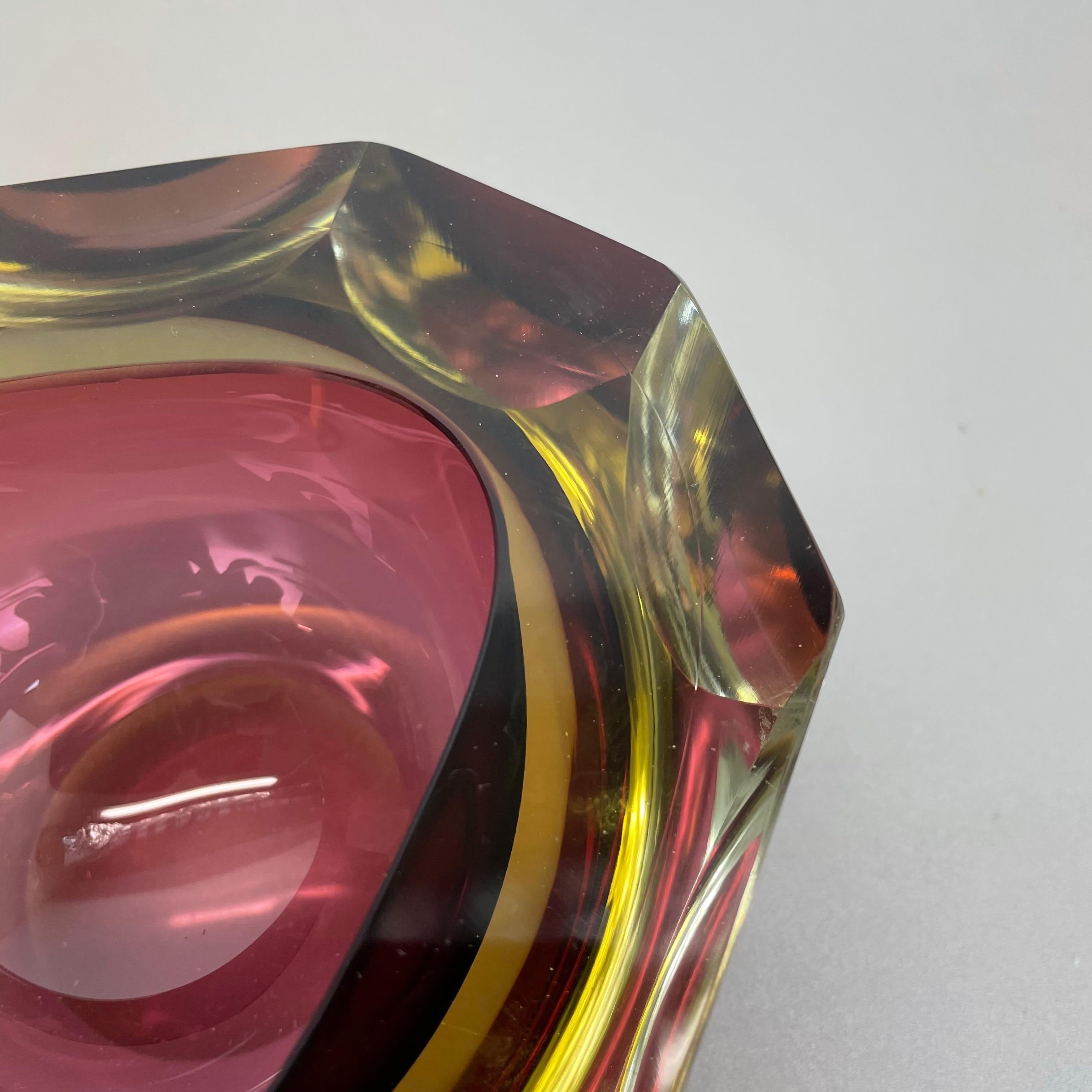 Large Murano 1, 5kg Glass Faceted Sommerso Bowl Element Ashtray Murano Italy 1970 1