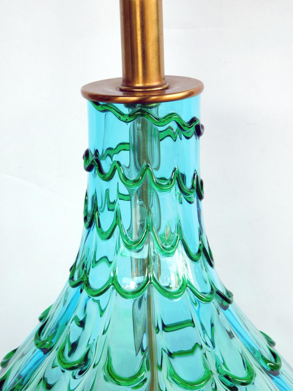 Hollywood Regency Large Murano 1950s Waterfall Drip Art Glass Lamp