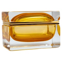 Scatola rettangolare grande in oro 24k di Murano, Contemporary