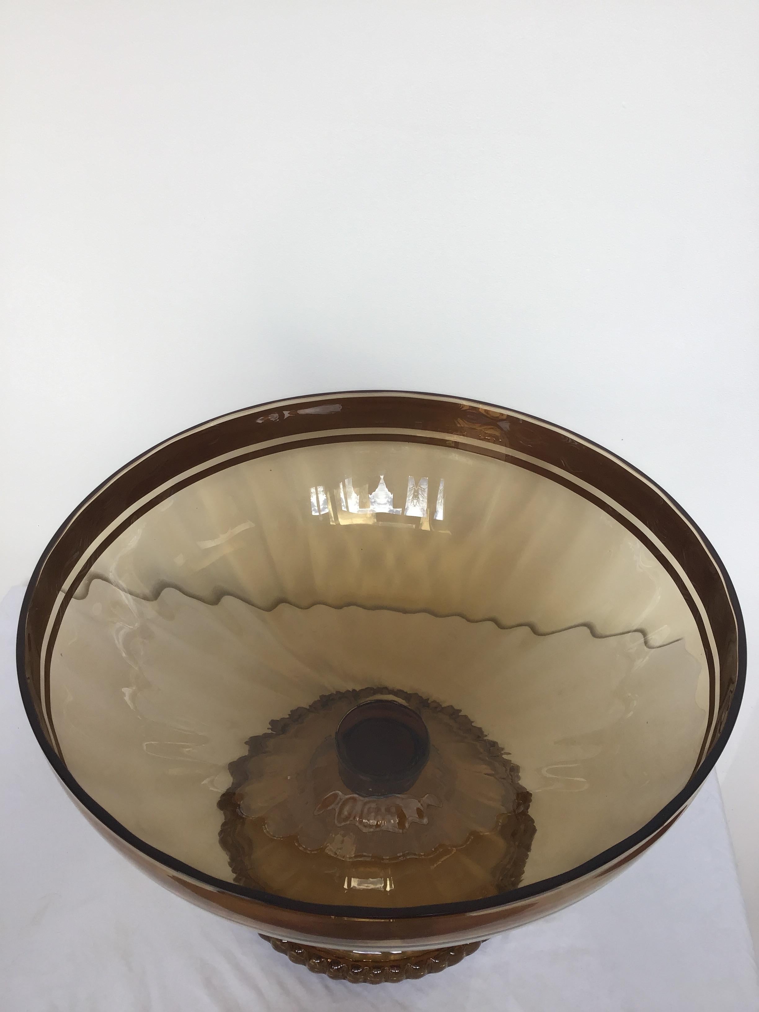 Late 20th Century Large Murano Amber Colored Bowl For Sale