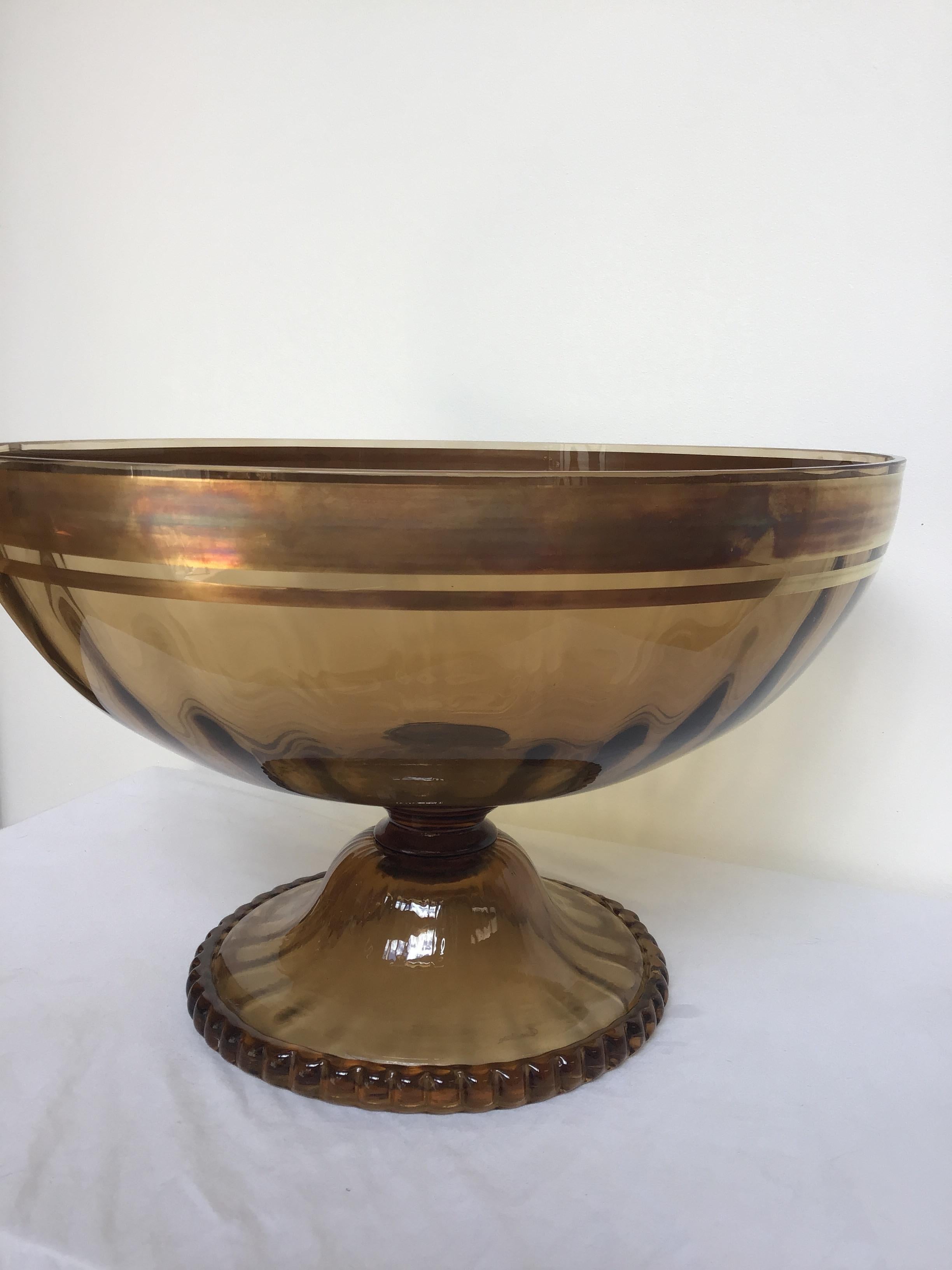Large Murano Amber Colored Bowl For Sale 1