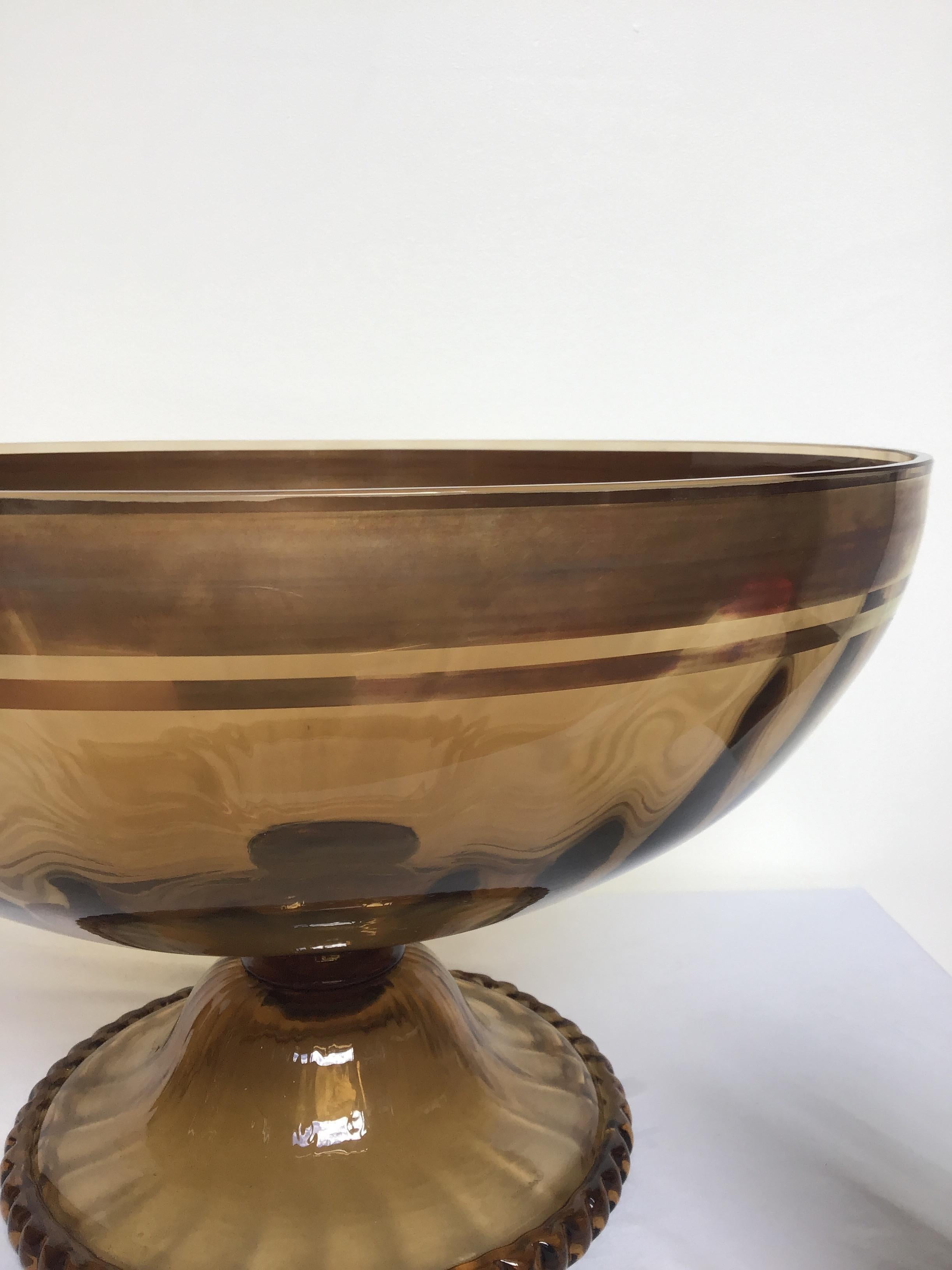 Large Murano Amber Colored Bowl For Sale 2