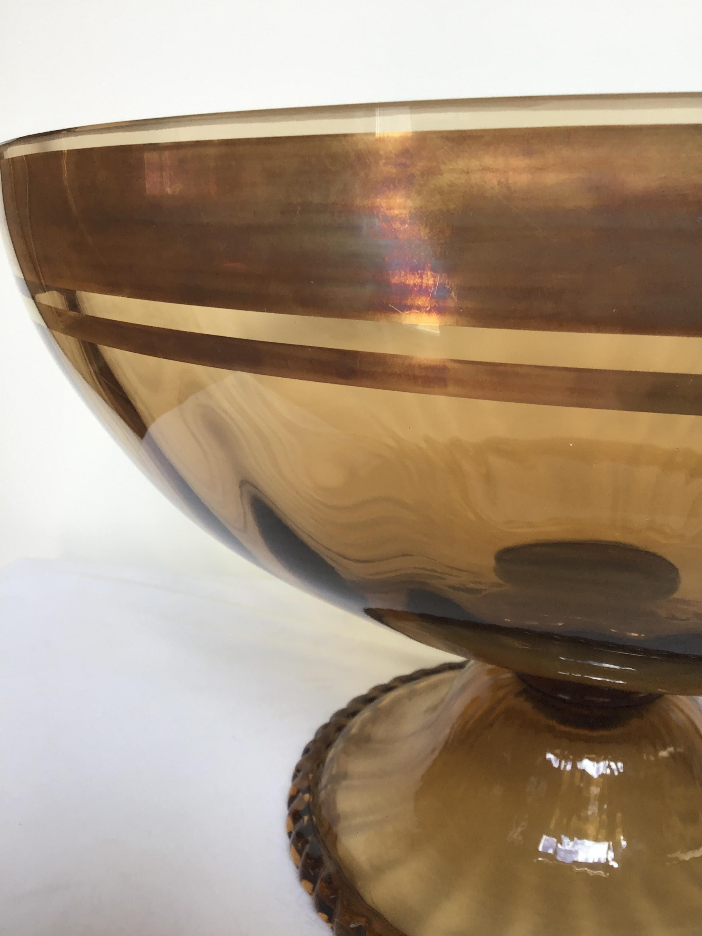 Large Murano Amber Colored Bowl For Sale 4