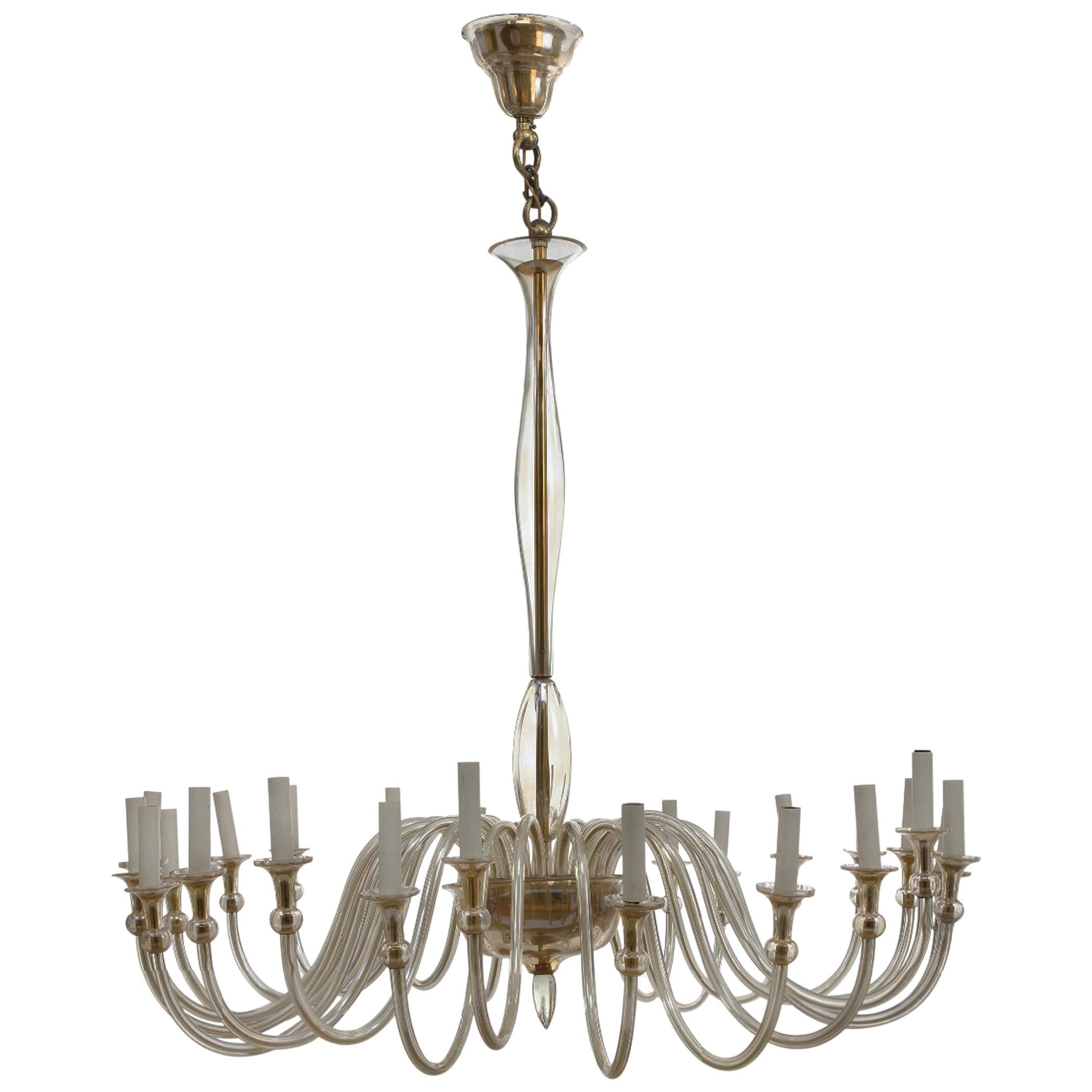 Large Murano Amber-Glass Chandelier For Sale