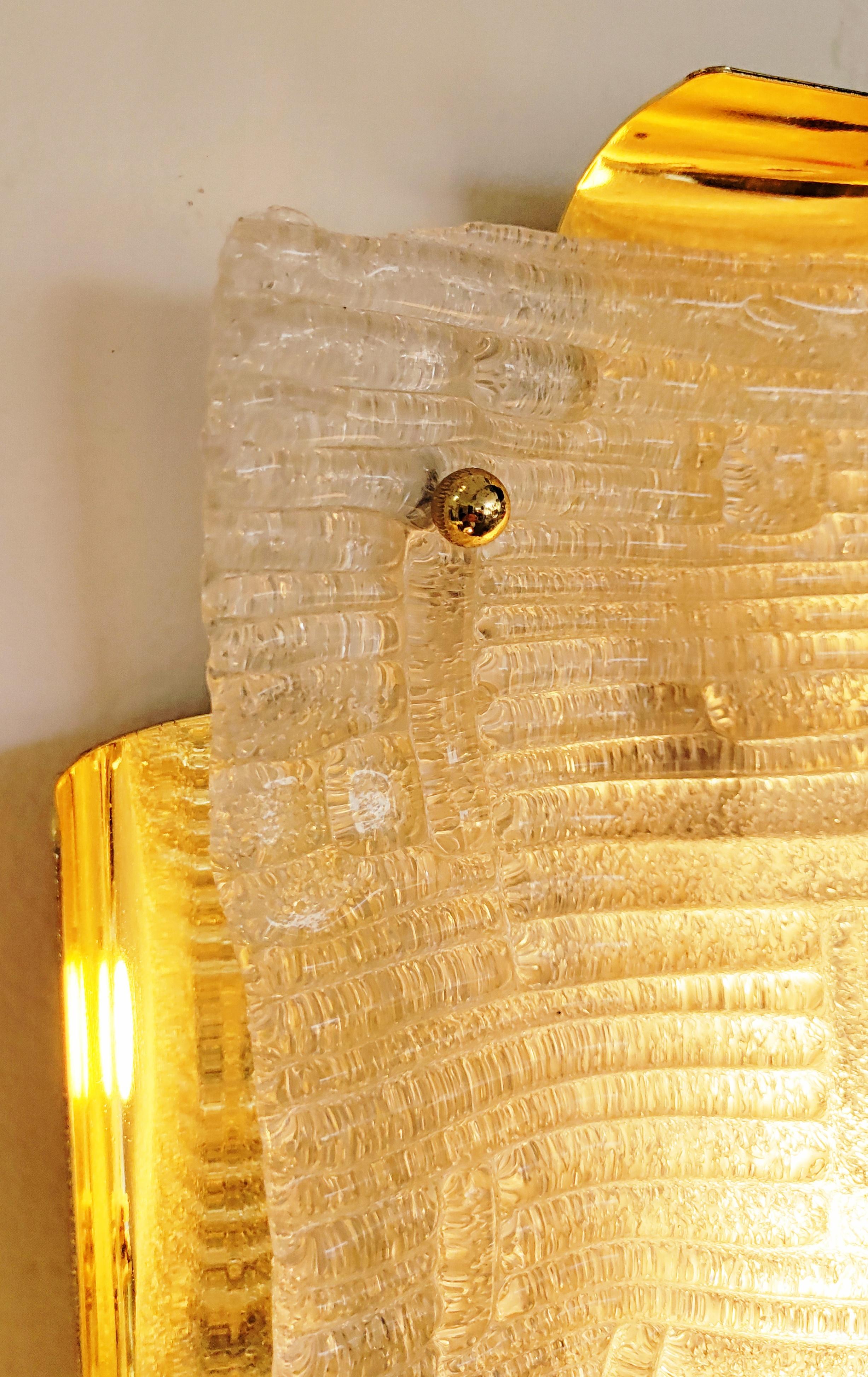 Large Murano and Brass Sconce, Italy, 1960s For Sale 2
