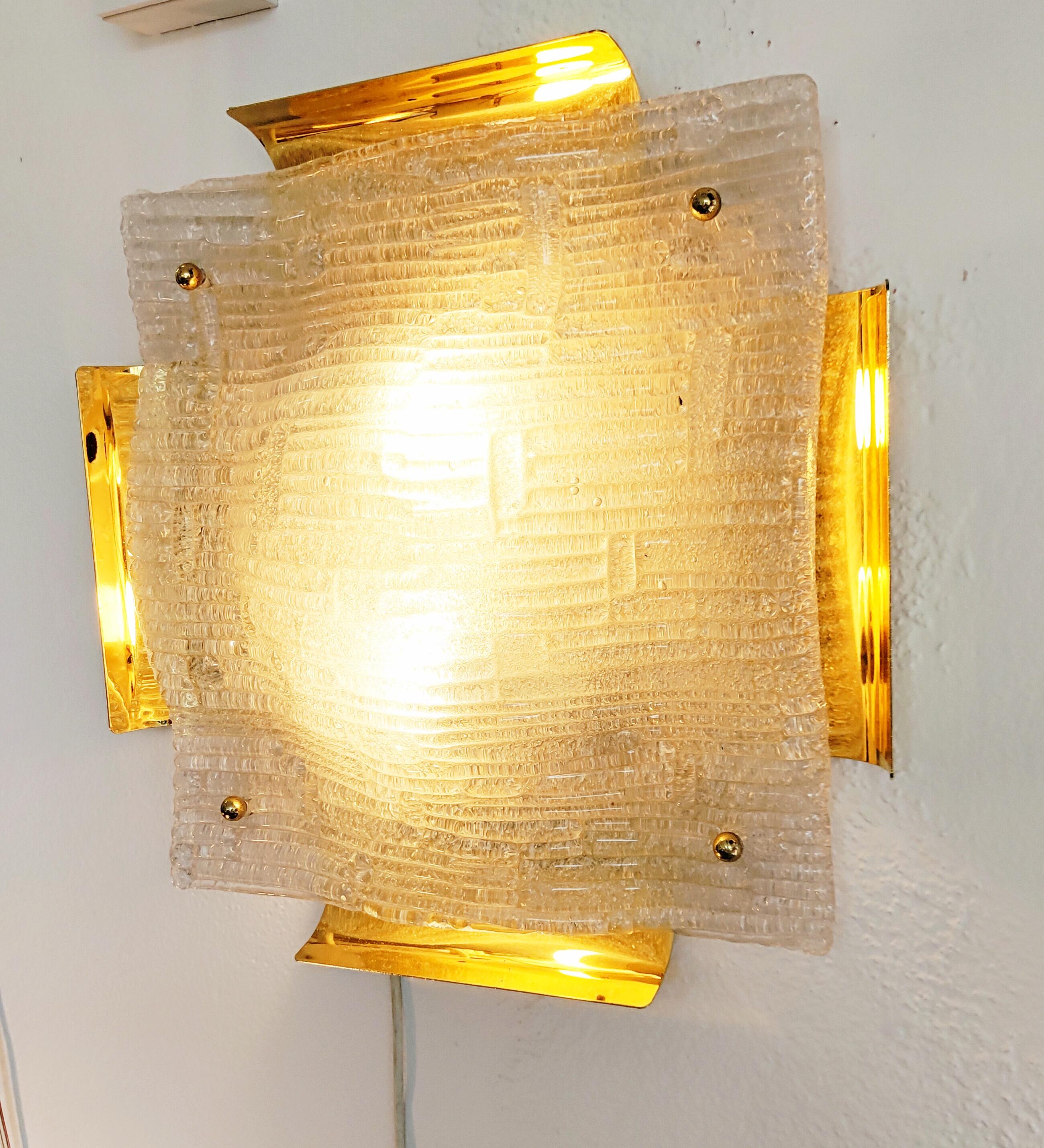 Large Murano and Brass Sconce, Italy, 1960s For Sale 4