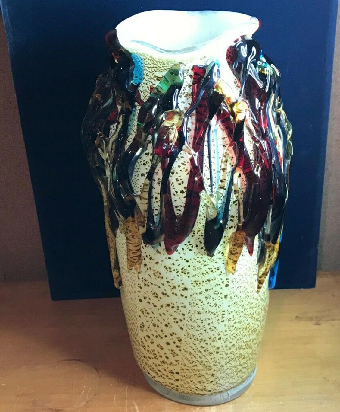 Mid-Century Modern Grand vase en verre d'art de Murano signé Sergio Costantini Venise Italie en vente
